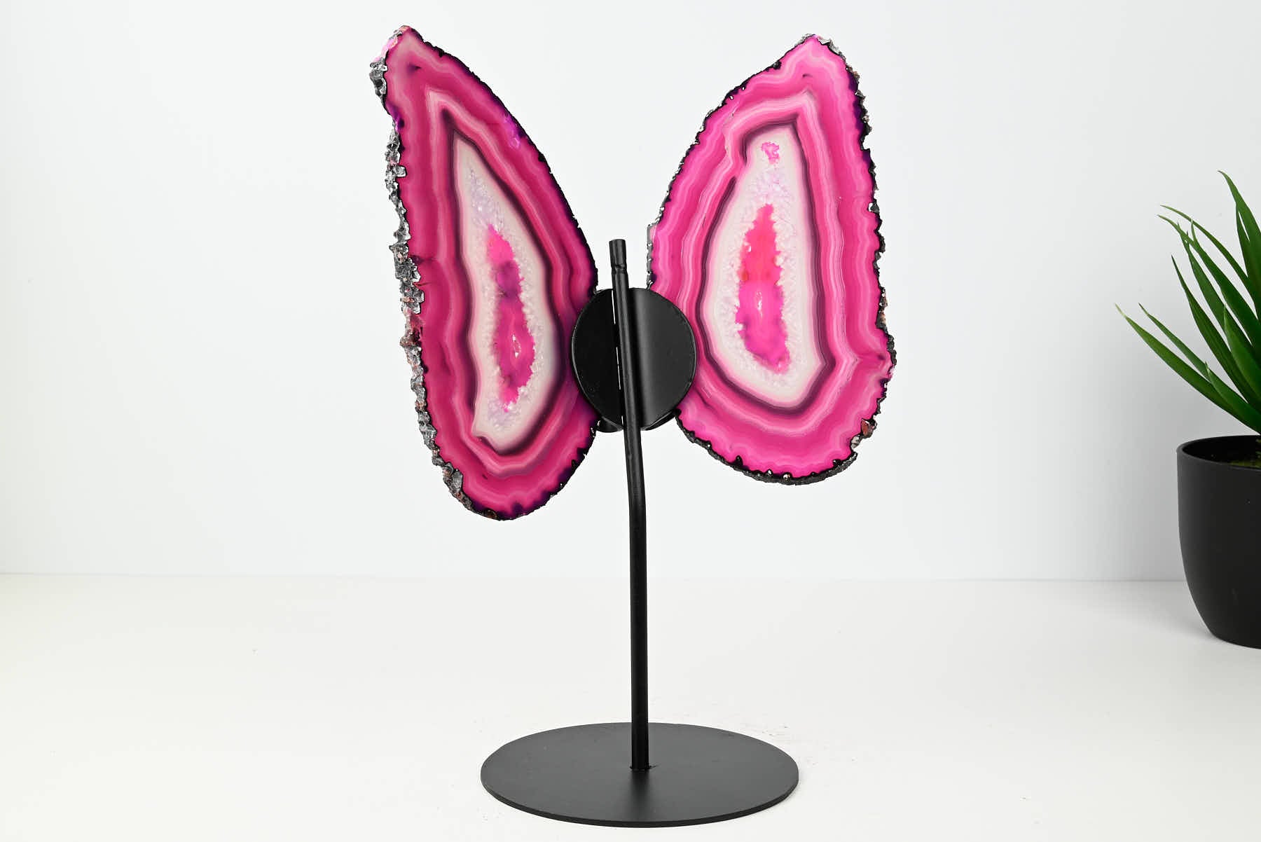 Pink Agate Butterfly on Stand - 0.64kg and 27cm Tall - #BUPINK-10007