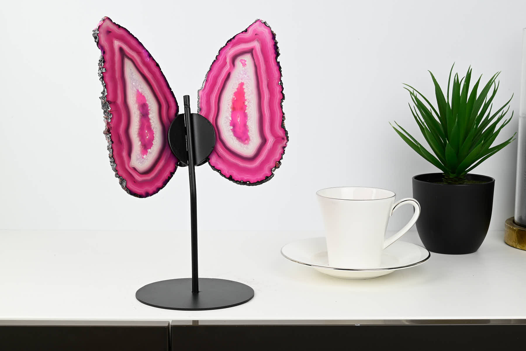 Pink Agate Butterfly on Stand - 0.64kg and 27cm Tall - #BUPINK-10007