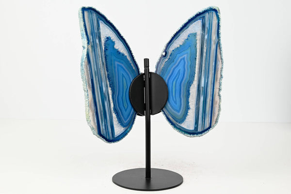 Blue Agate Butterfly on Stand - 0.56kg and 21cm Tall - #BUBLUE-10014