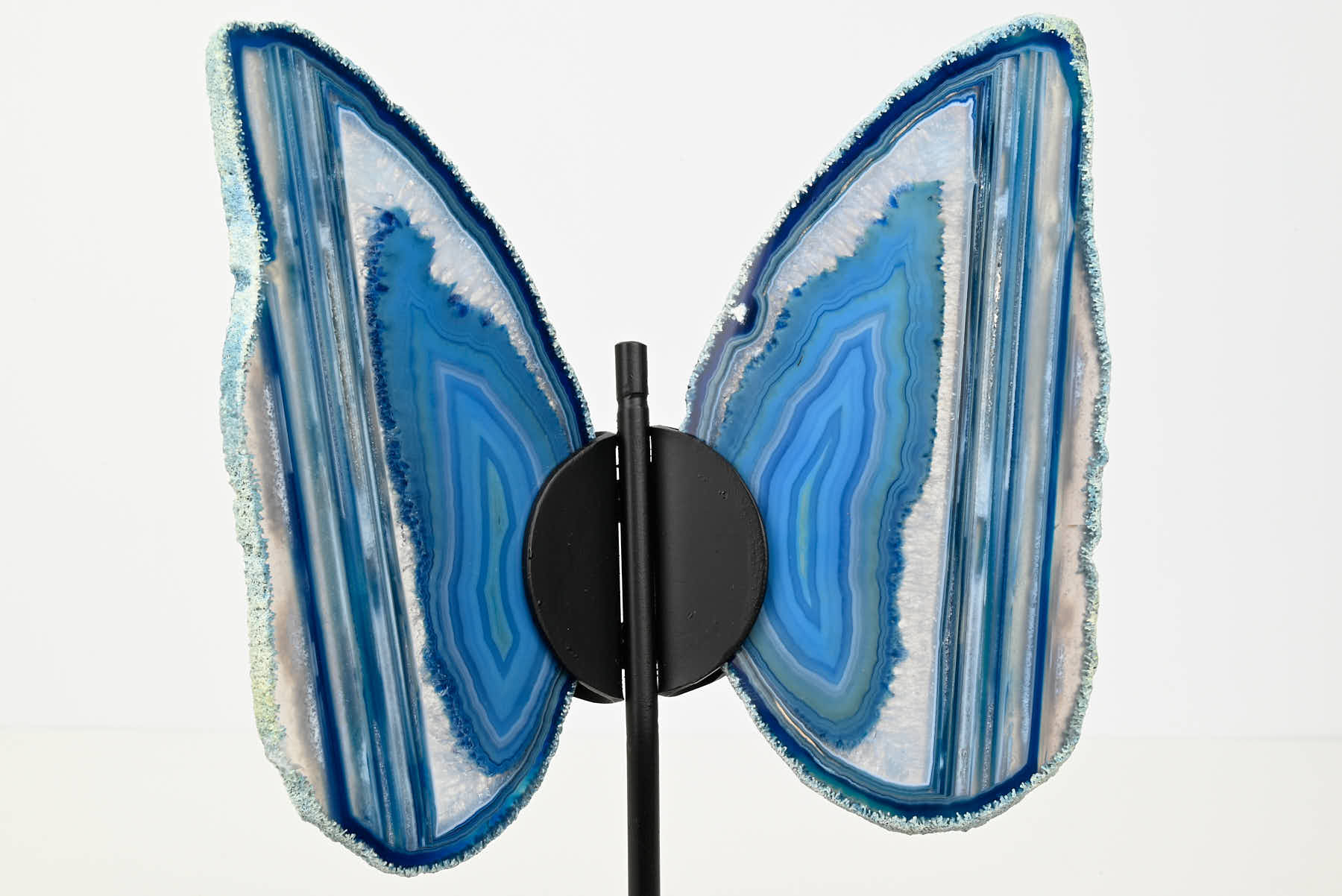 Blue Agate Butterfly on Stand - 0.56kg and 21cm Tall - #BUBLUE-10014