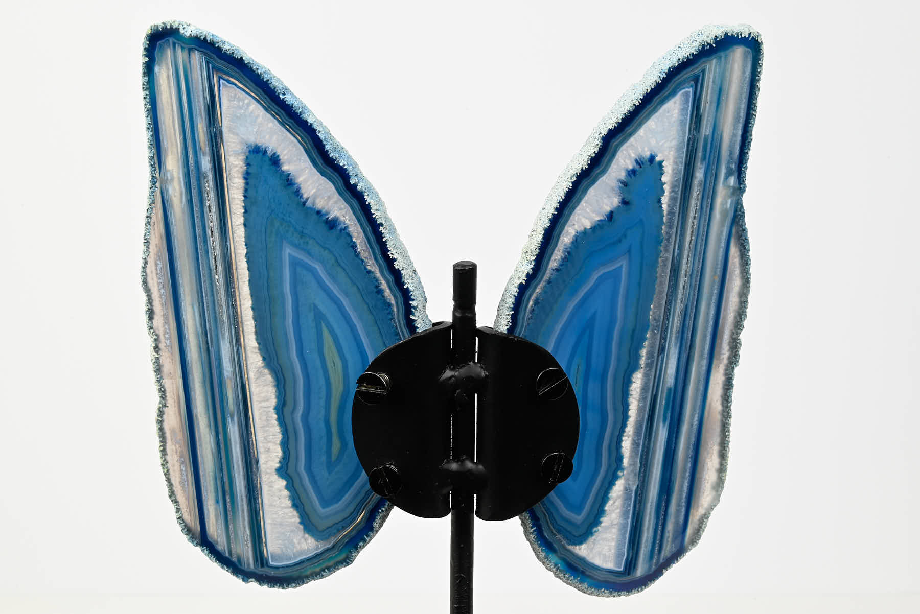 Blue Agate Butterfly on Stand - 0.56kg and 21cm Tall - #BUBLUE-10014