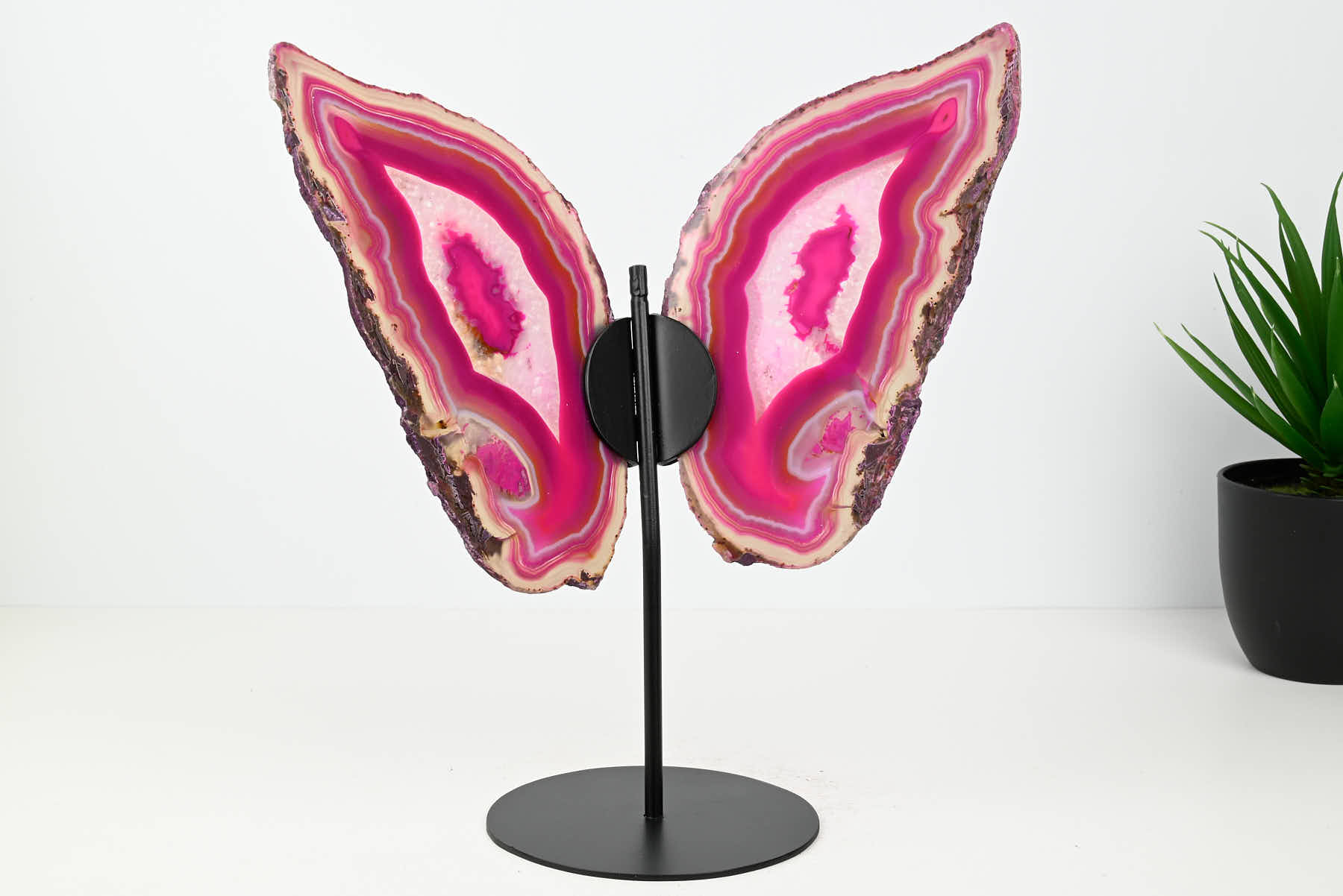 Pink Agate Butterfly on Stand - 0.79kg and 28cm Tall - #BUPINK-10005