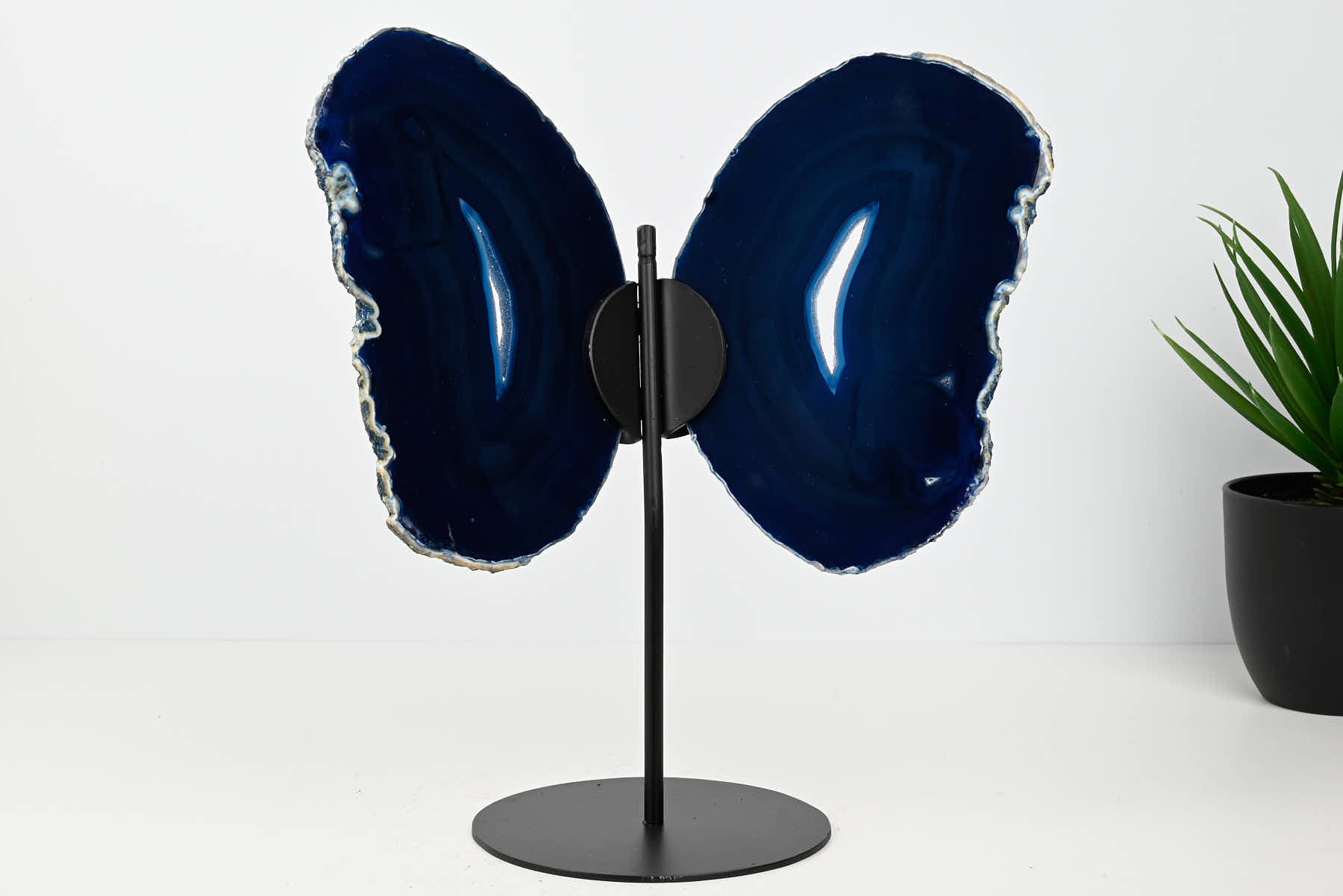 Blue Agate Butterfly on Stand - 0.70kg and 26cm Tall - #BUBLUE-10004