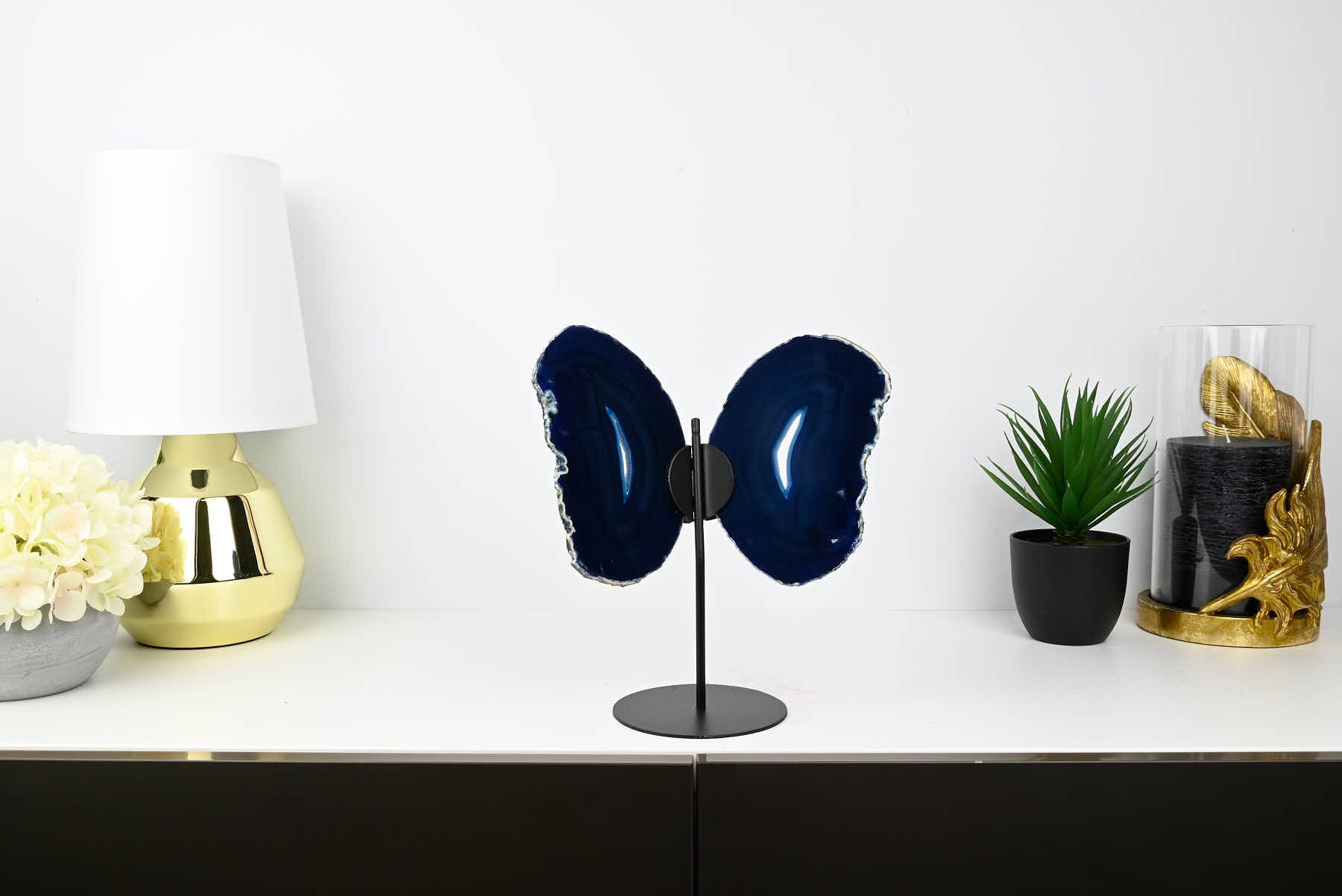 Blue Agate Butterfly on Stand - 0.70kg and 26cm Tall - #BUBLUE-10004