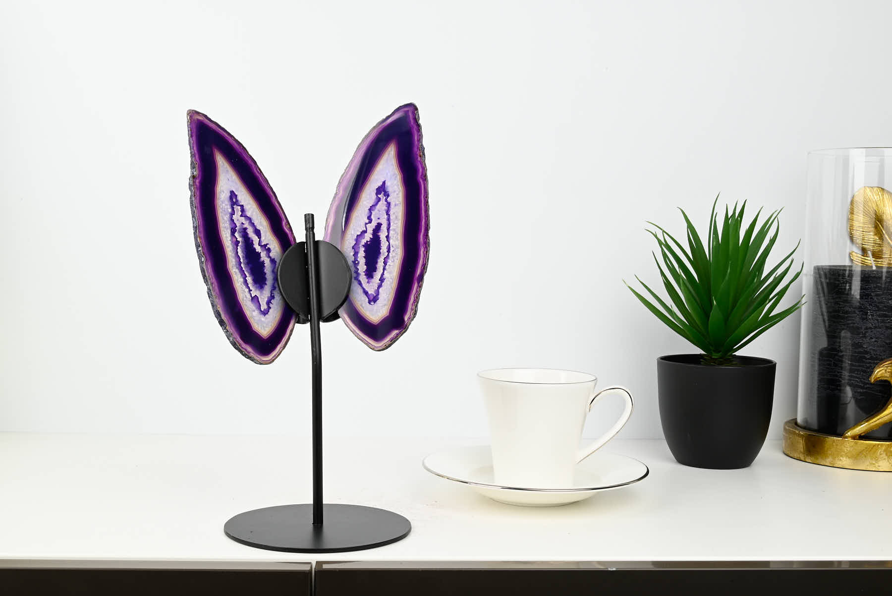 Purple Agate Butterfly on Stand - 0.61kg and 24cm Tall - #BUPURP-10002