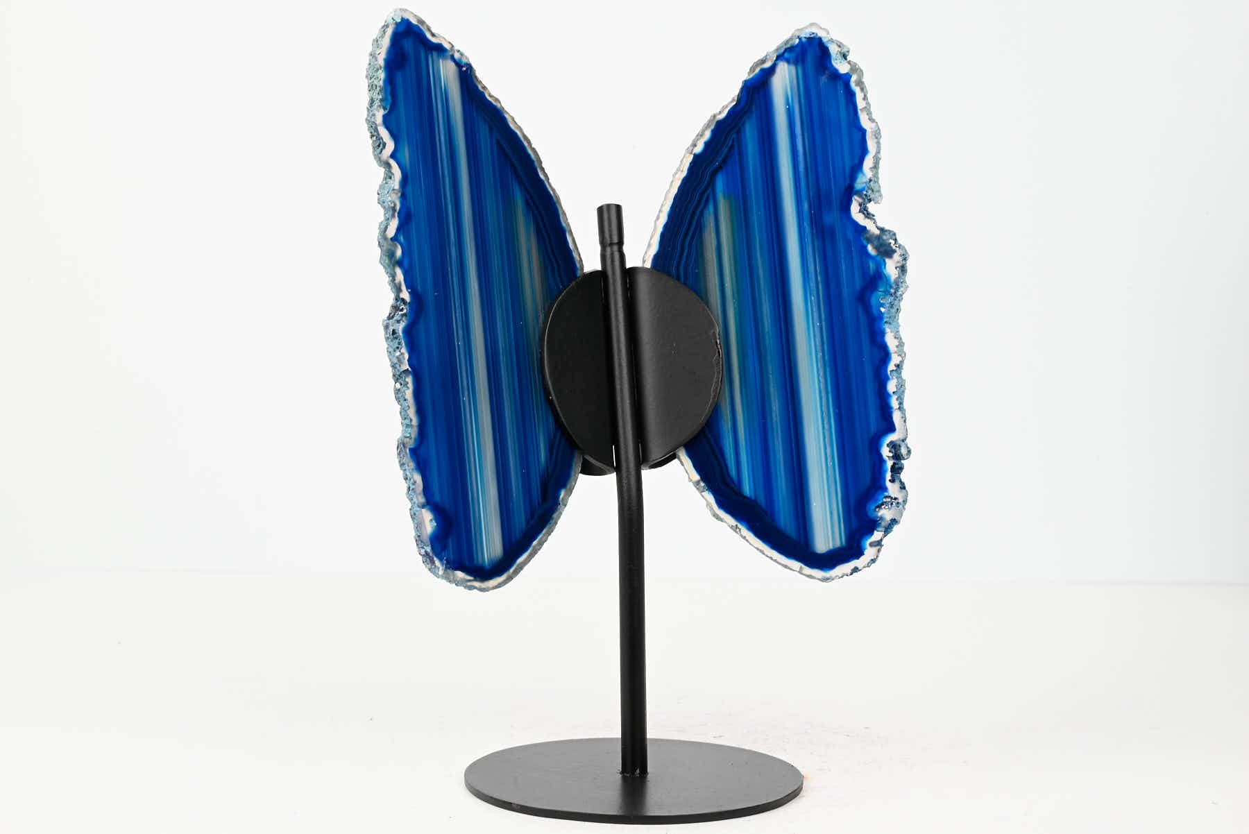Blue Agate Butterfly on Stand - 0.44kg and 21cm Tall - #BUBLUE-10017