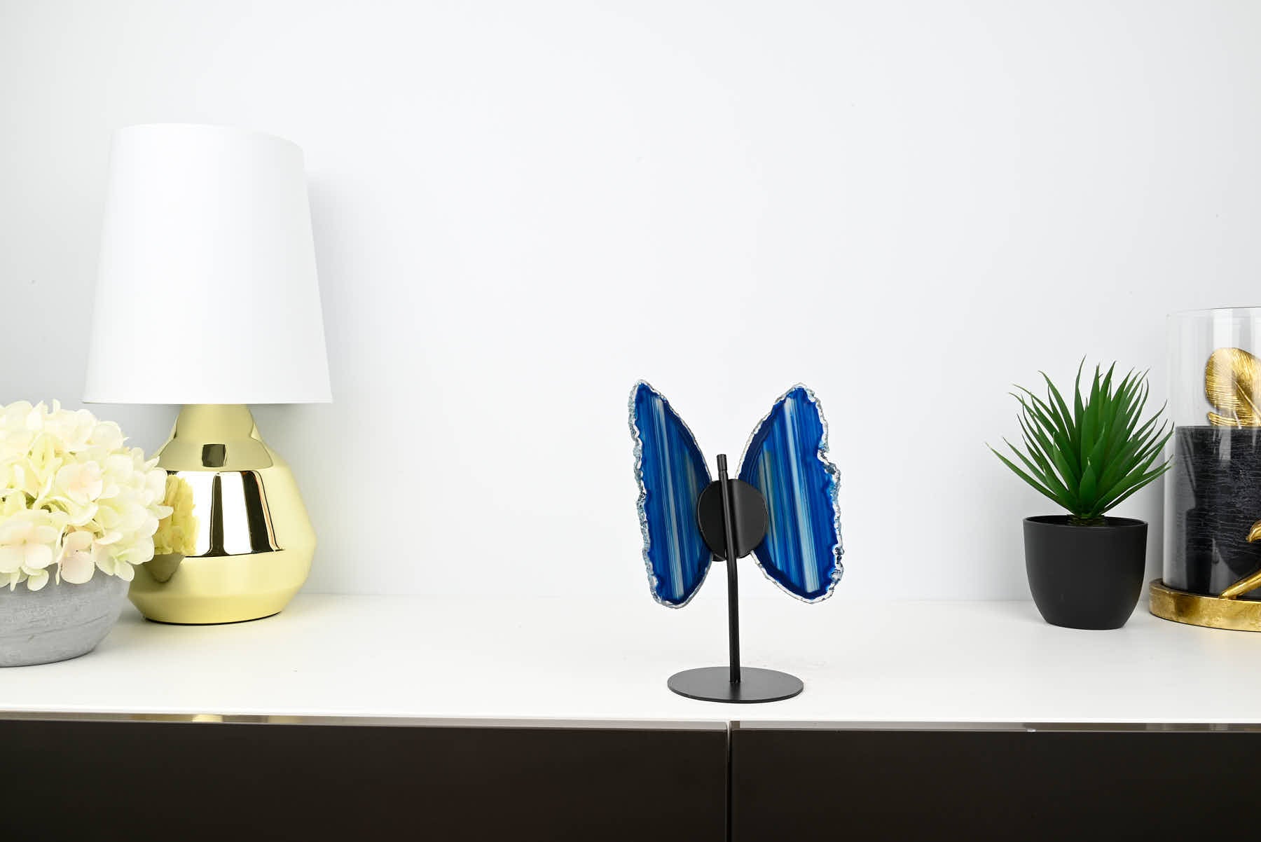 Blue Agate Butterfly on Stand - 0.44kg and 21cm Tall - #BUBLUE-10017