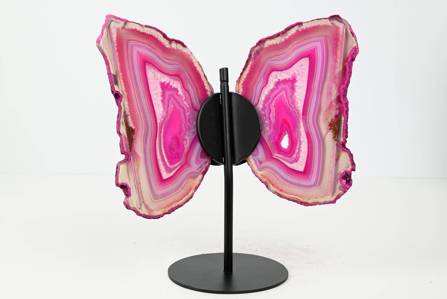 Pink Agate Butterfly on Stand - 0.48kg and 19cm Tall - #BUPINK-10015