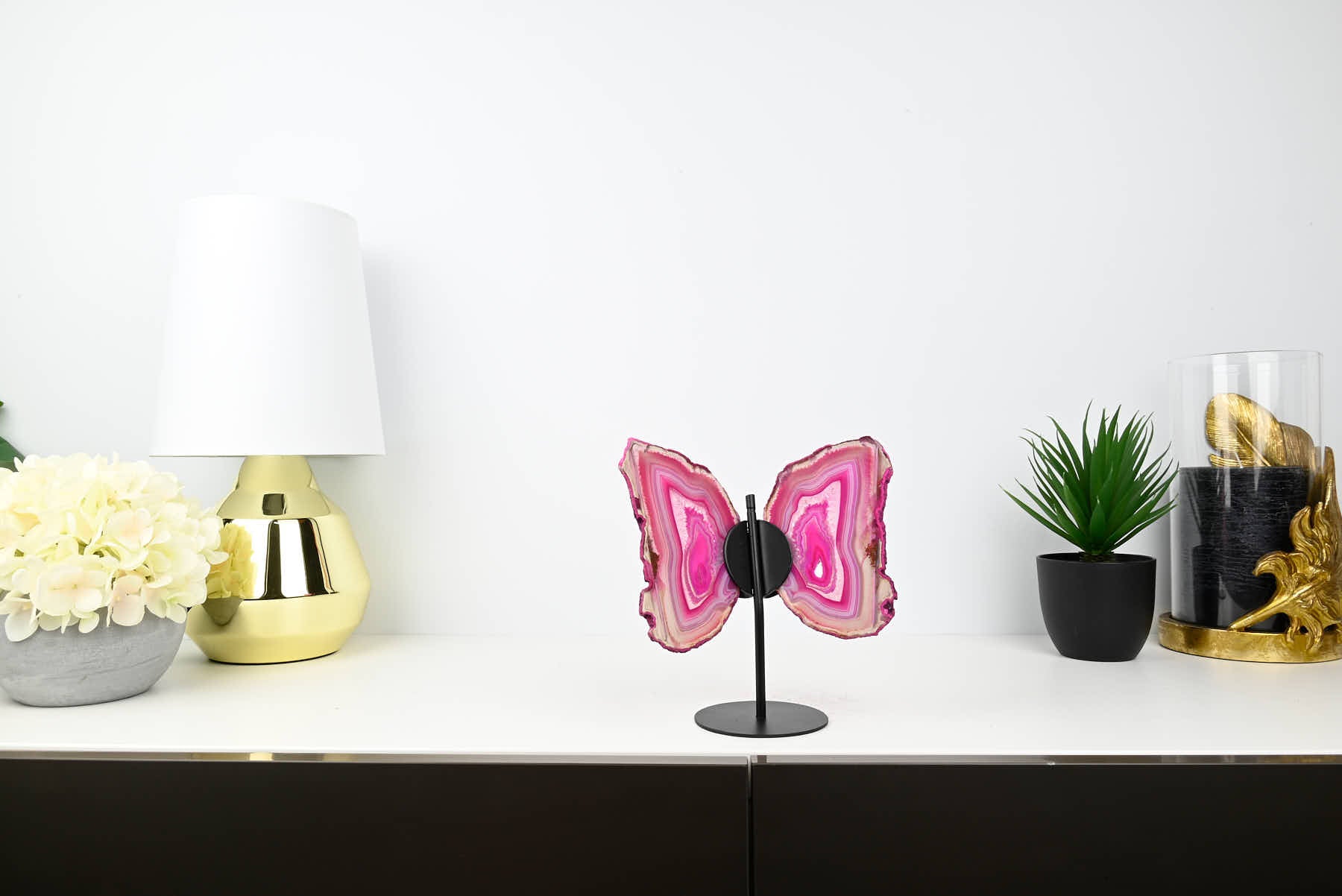Pink Agate Butterfly on Stand - 0.48kg and 19cm Tall - #BUPINK-10015