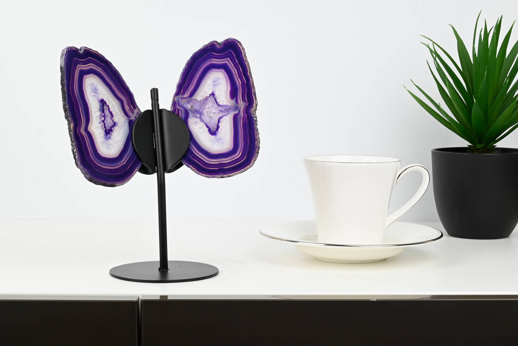 Purple Agate Butterfly on Stand - 0.42kg and 19cm Tall - #BUPURP-10011
