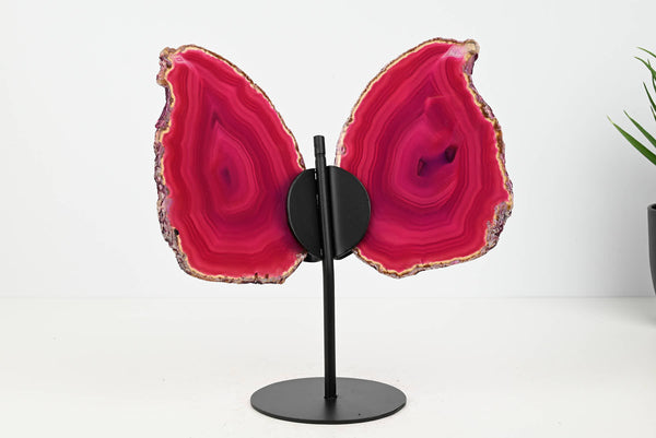 Pink Agate Butterfly on Stand - 0.50kg and 20cm Tall - #BUPINK-10014