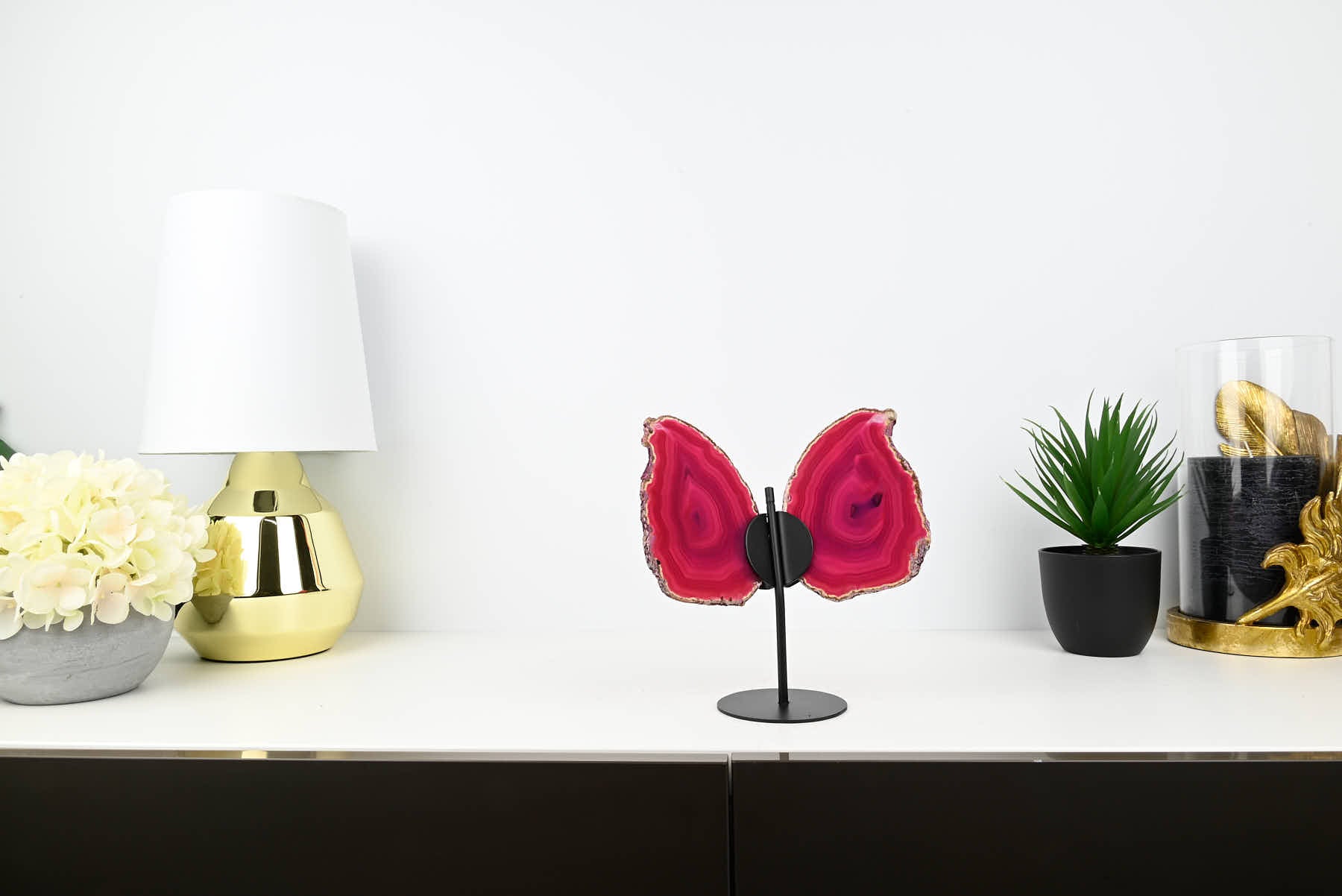 Pink Agate Butterfly on Stand - 0.50kg and 20cm Tall - #BUPINK-10014