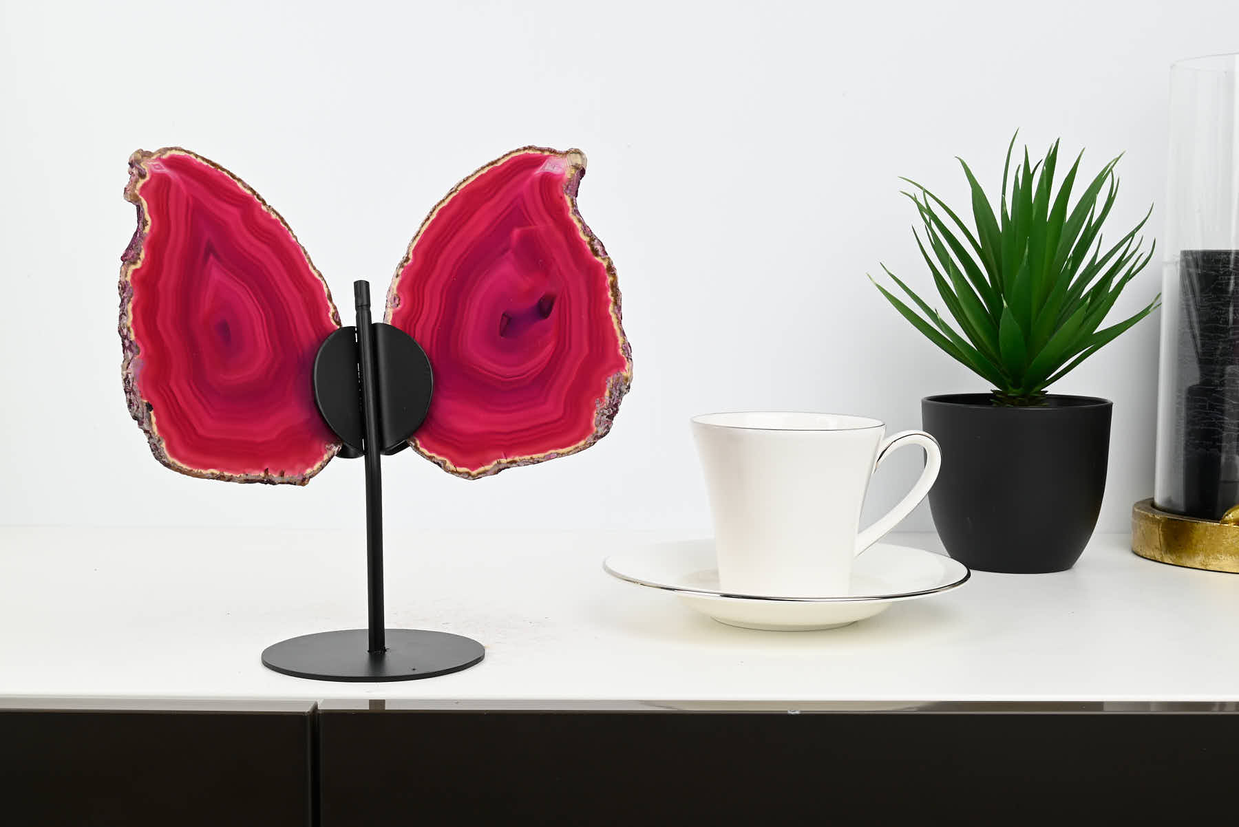 Pink Agate Butterfly on Stand - 0.50kg and 20cm Tall - #BUPINK-10014