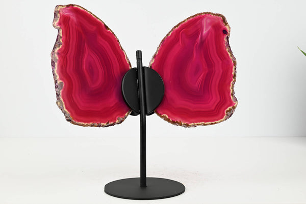 Pink Agate Butterfly on Stand - 0.50kg and 20cm Tall - #BUPINK-10013