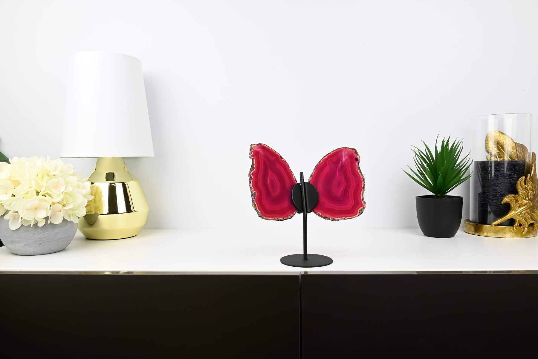 Pink Agate Butterfly on Stand - 0.50kg and 20cm Tall - #BUPINK-10013