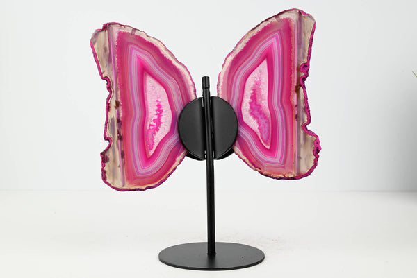Pink Agate Butterfly on Stand - 0.76kg and 20cm Tall - #BUPINK-10012