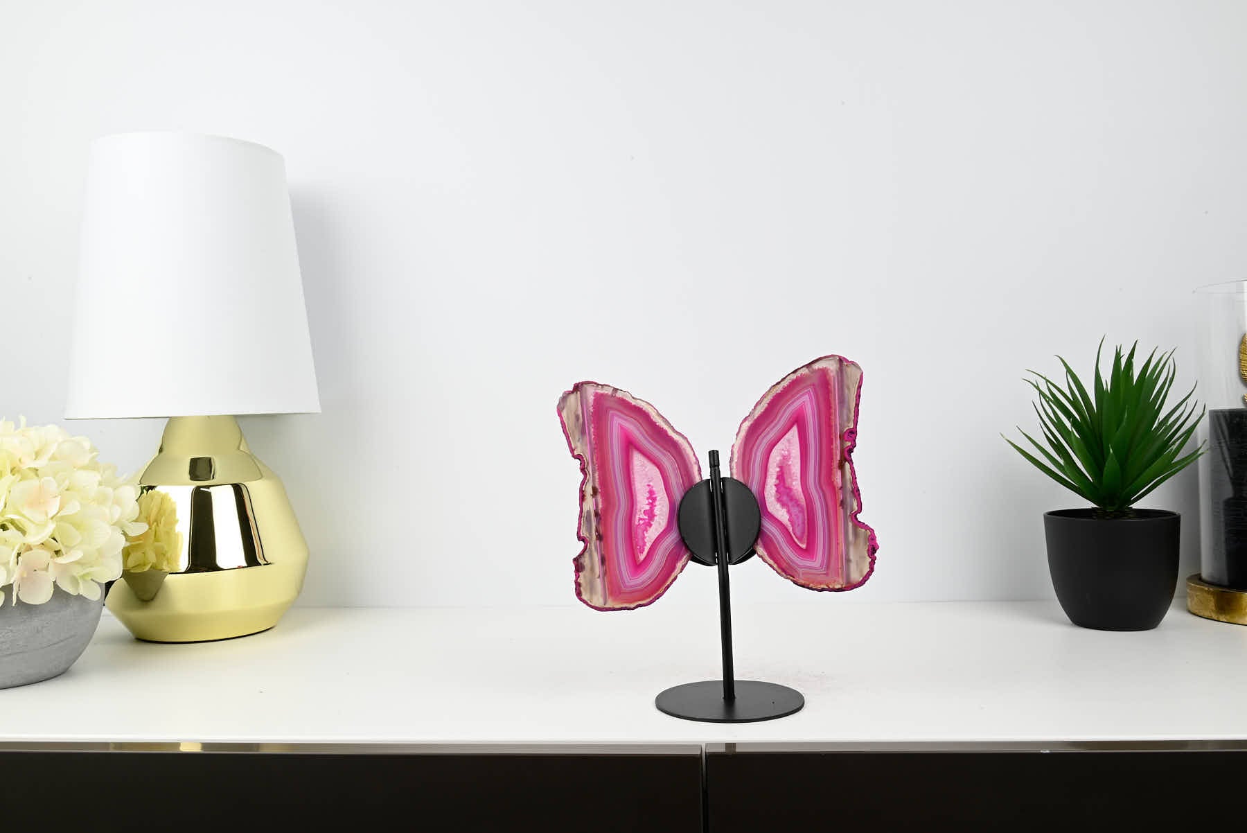 Pink Agate Butterfly on Stand - 0.76kg and 20cm Tall - #BUPINK-10012
