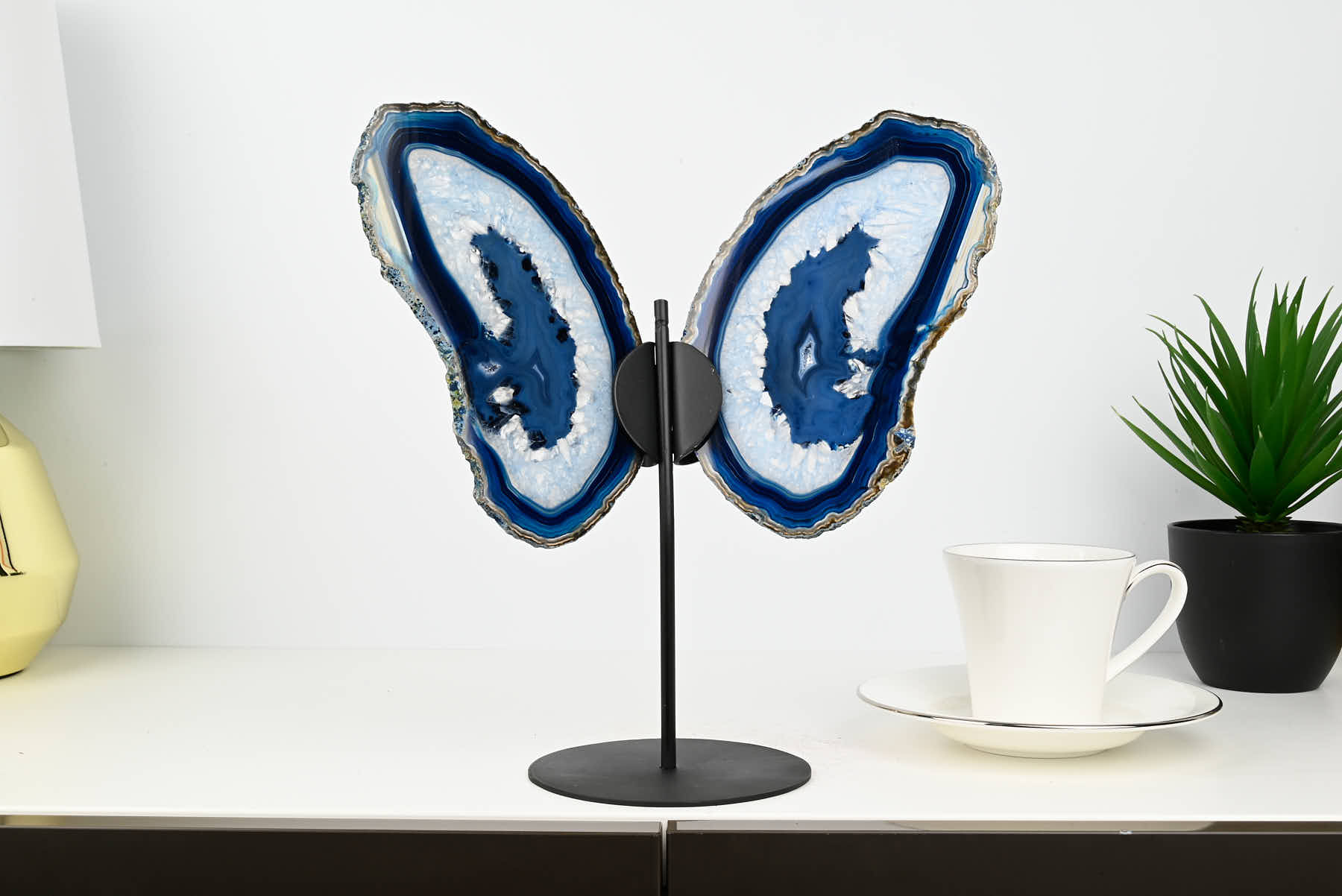 Blue Agate Butterfly on Stand - 0.72kg and 28cm Tall - #BUBLUE-10005