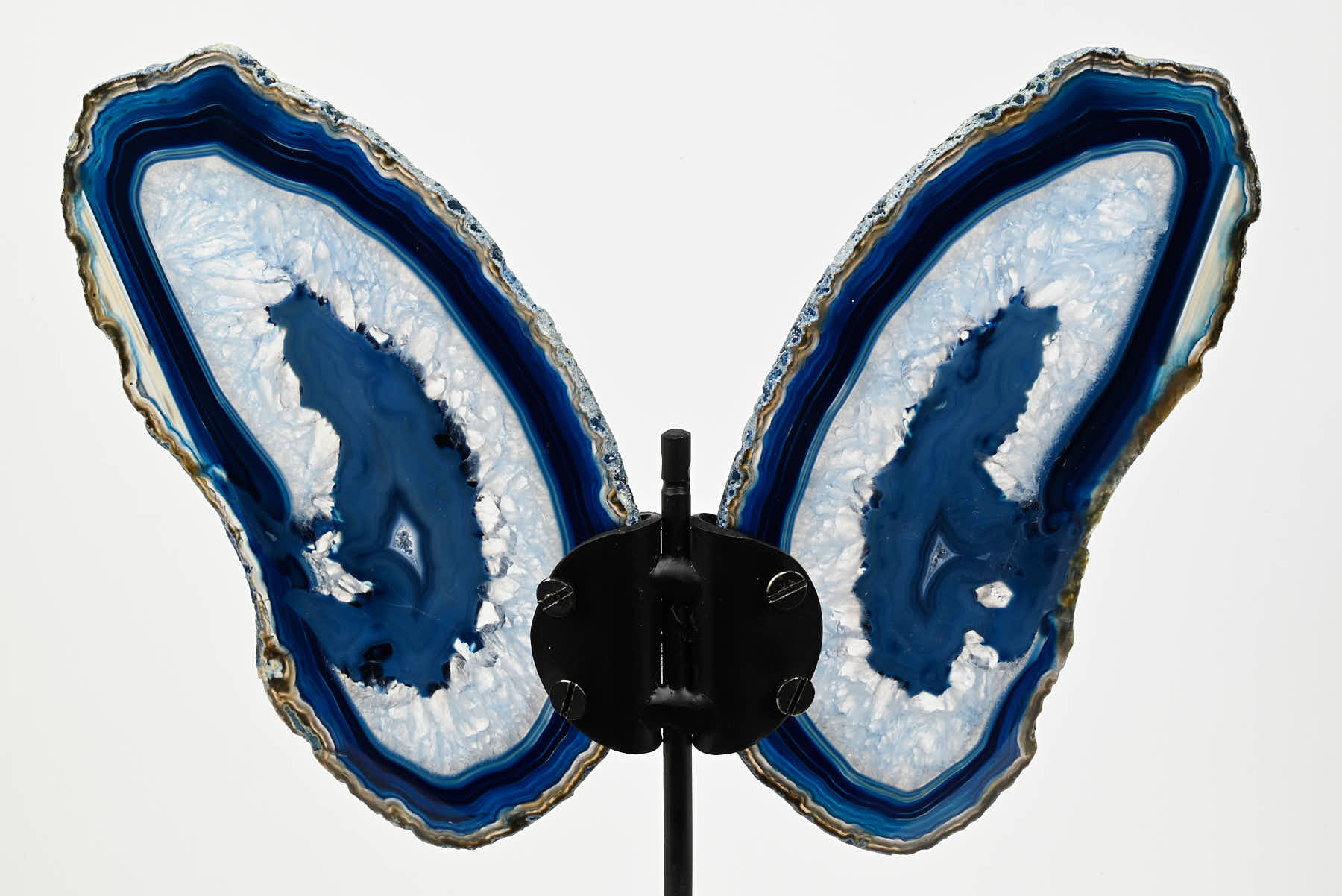 Blue Agate Butterfly on Stand - 0.72kg and 28cm Tall - #BUBLUE-10005