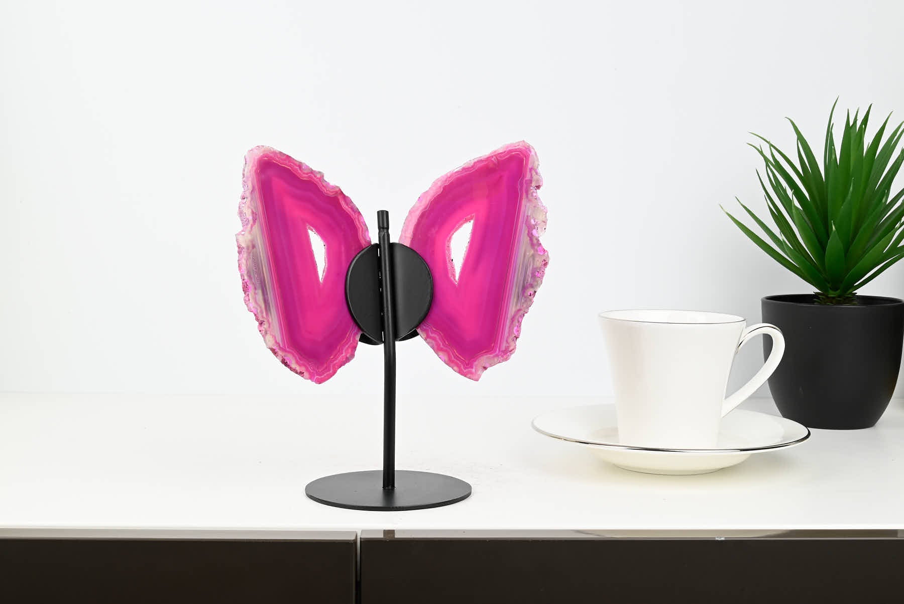 Pink Agate Butterfly on Stand - 0.41kg and 19cm Tall - #BUPINK-10016