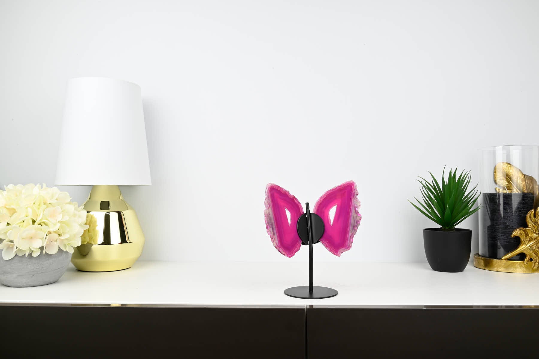 Pink Agate Butterfly on Stand - 0.41kg and 19cm Tall - #BUPINK-10016