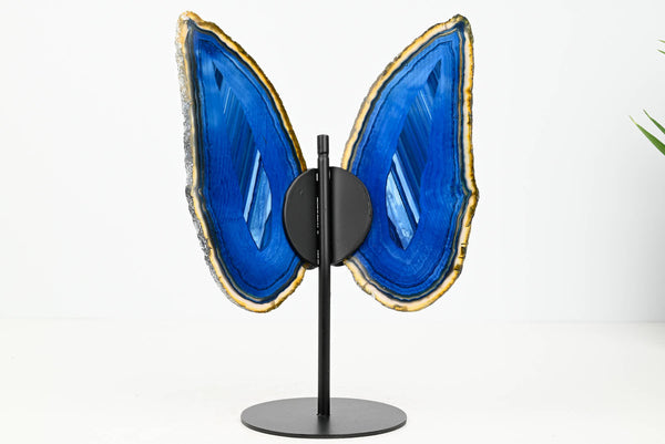 Blue Agate Butterfly on Stand - 0.51kg and 21cm Tall - #BUBLUE-10015