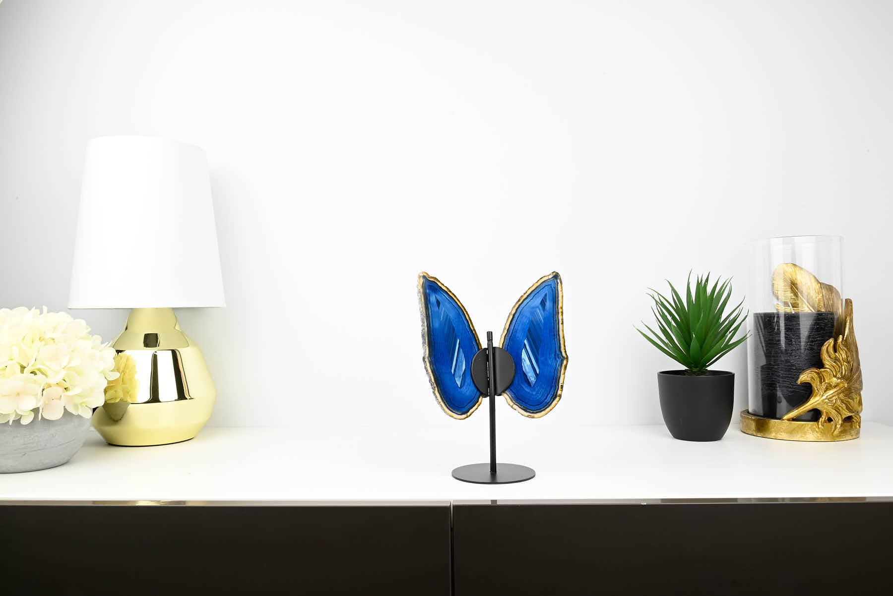 Blue Agate Butterfly on Stand - 0.51kg and 21cm Tall - #BUBLUE-10015