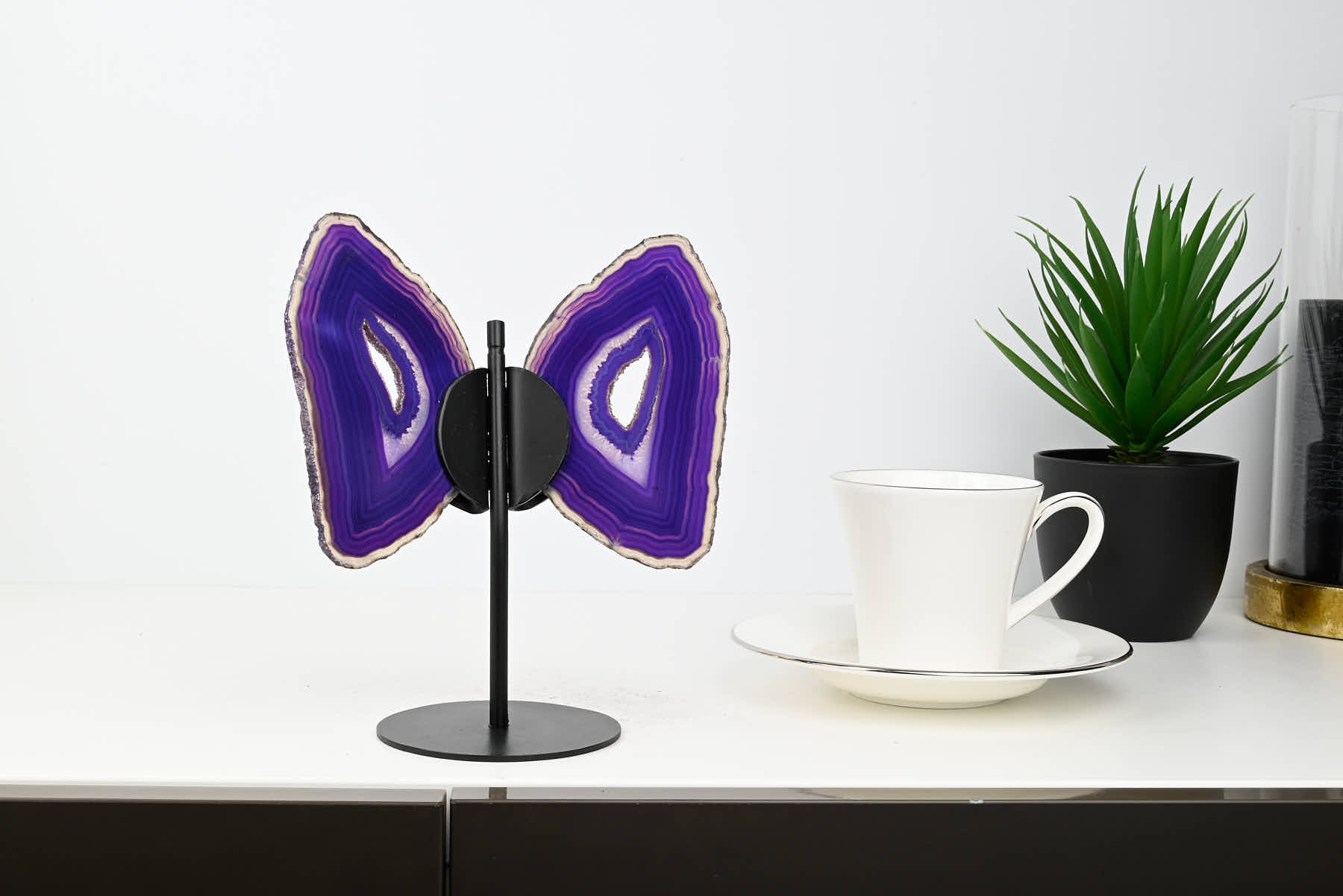 Purple Agate Butterfly on Stand - 0.41kg and 19cm Tall - #BUPURP-10009