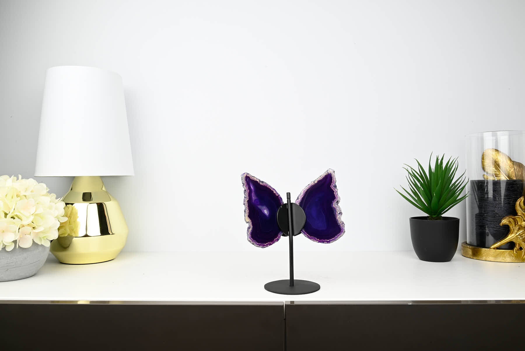 Purple Agate Butterfly on Stand - 0.4kg and 19cm Tall - #BUPURP-10012