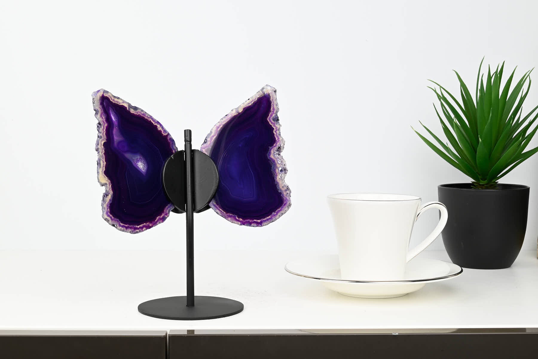 Purple Agate Butterfly on Stand - 0.4kg and 19cm Tall - #BUPURP-10012