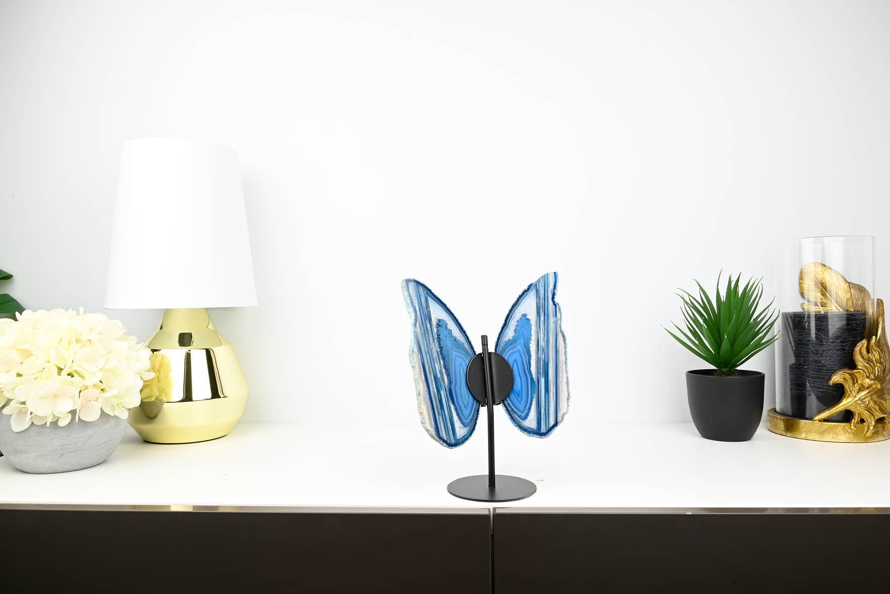 Blue Agate Butterfly on Stand - 0.54kg and 21cm Tall - #BUBLUE-10016
