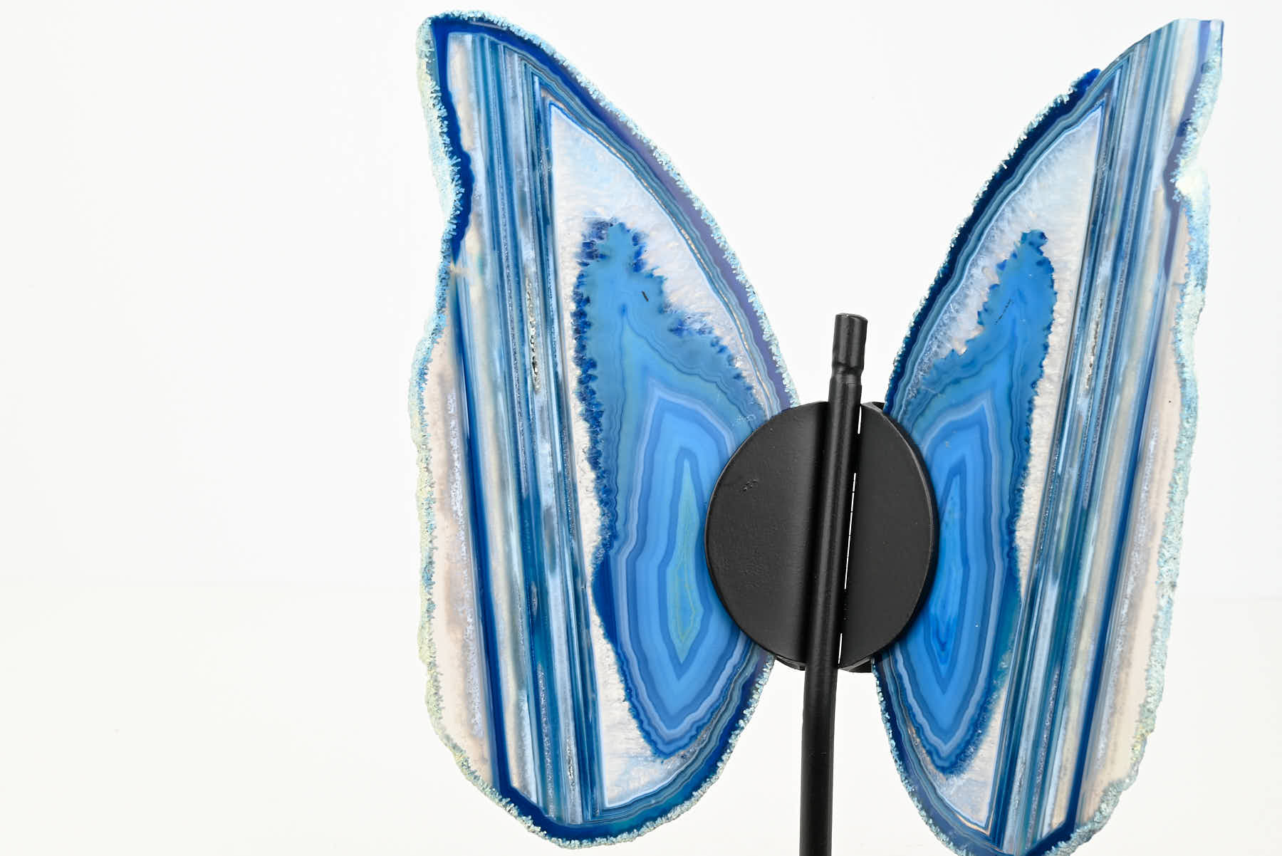 Blue Agate Butterfly on Stand - 0.54kg and 21cm Tall - #BUBLUE-10016