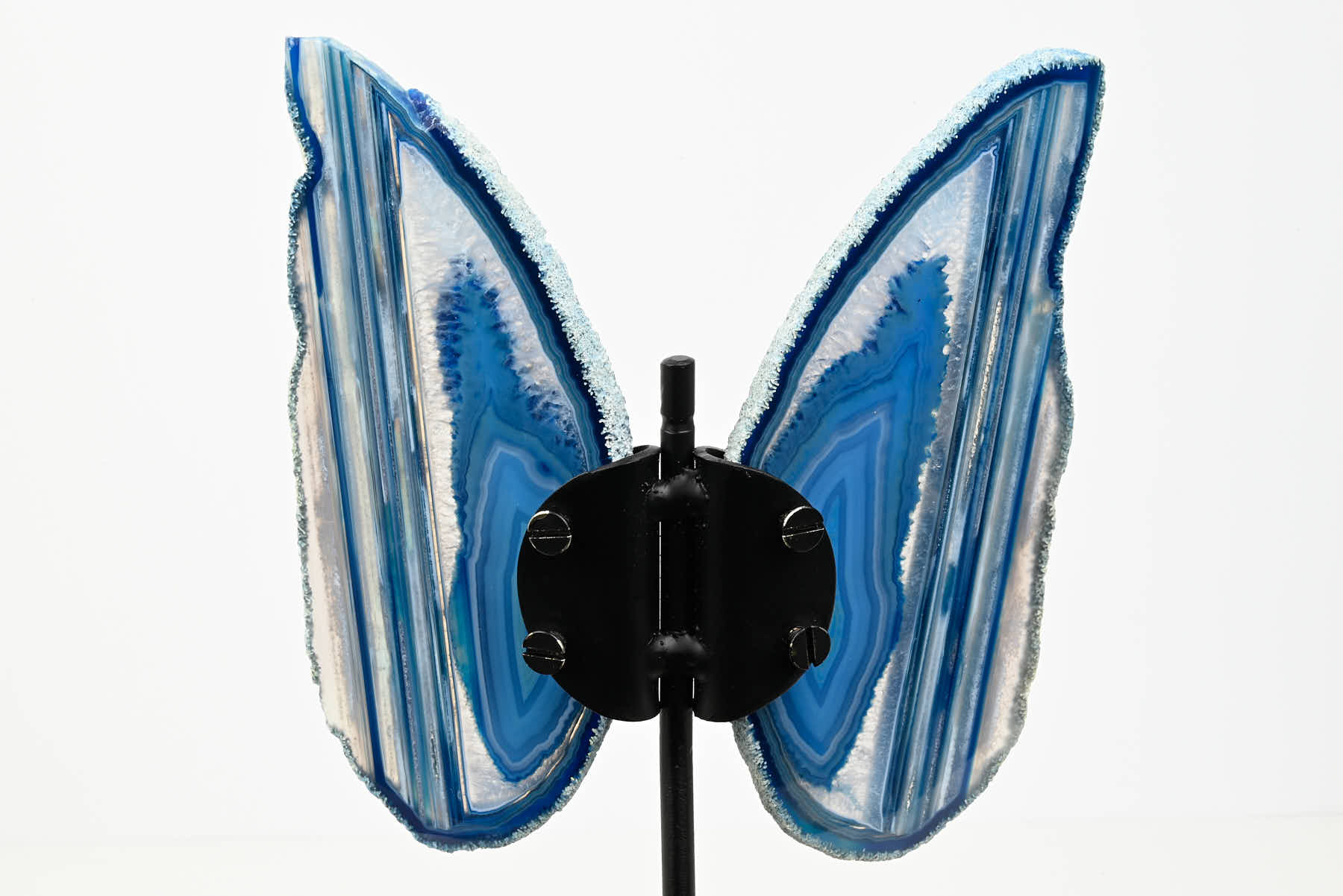 Blue Agate Butterfly on Stand - 0.54kg and 21cm Tall - #BUBLUE-10016