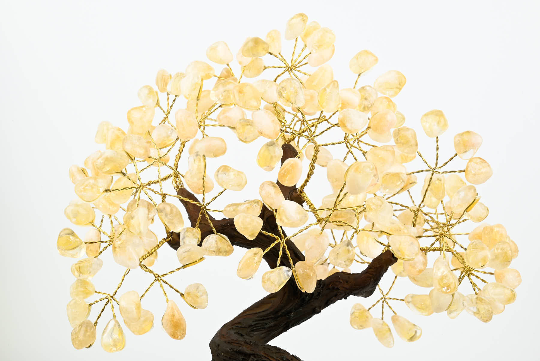 Handmade 36cm Tall Gemstone Tree with Amethyst base and 180 Citrine gems - #TRCITR-36001