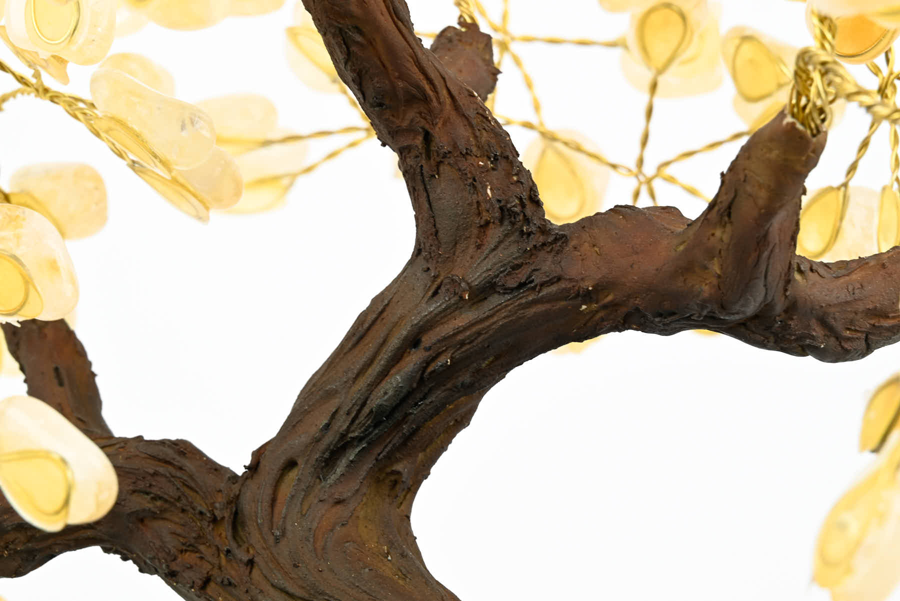 Handmade 36cm Tall Gemstone Tree with Amethyst base and 180 Citrine gems - #TRCITR-36001