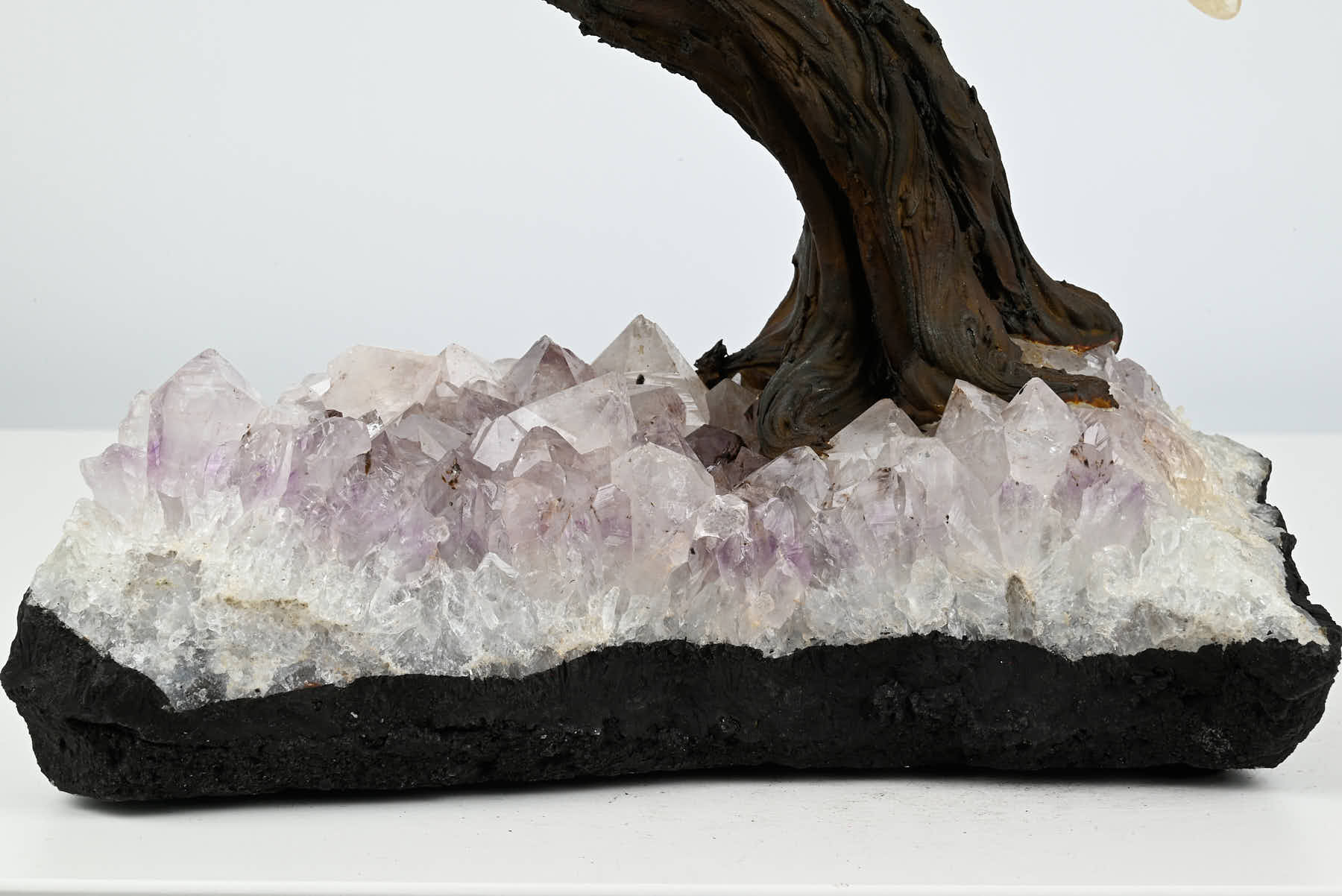 Handmade 36cm Tall Gemstone Tree with Amethyst base and 180 Citrine gems - #TRCITR-36001