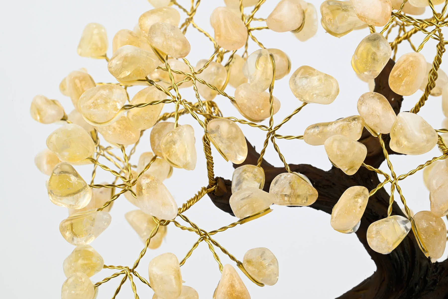 Handmade 36cm Tall Gemstone Tree with Amethyst base and 180 Citrine gems - #TRCITR-36001