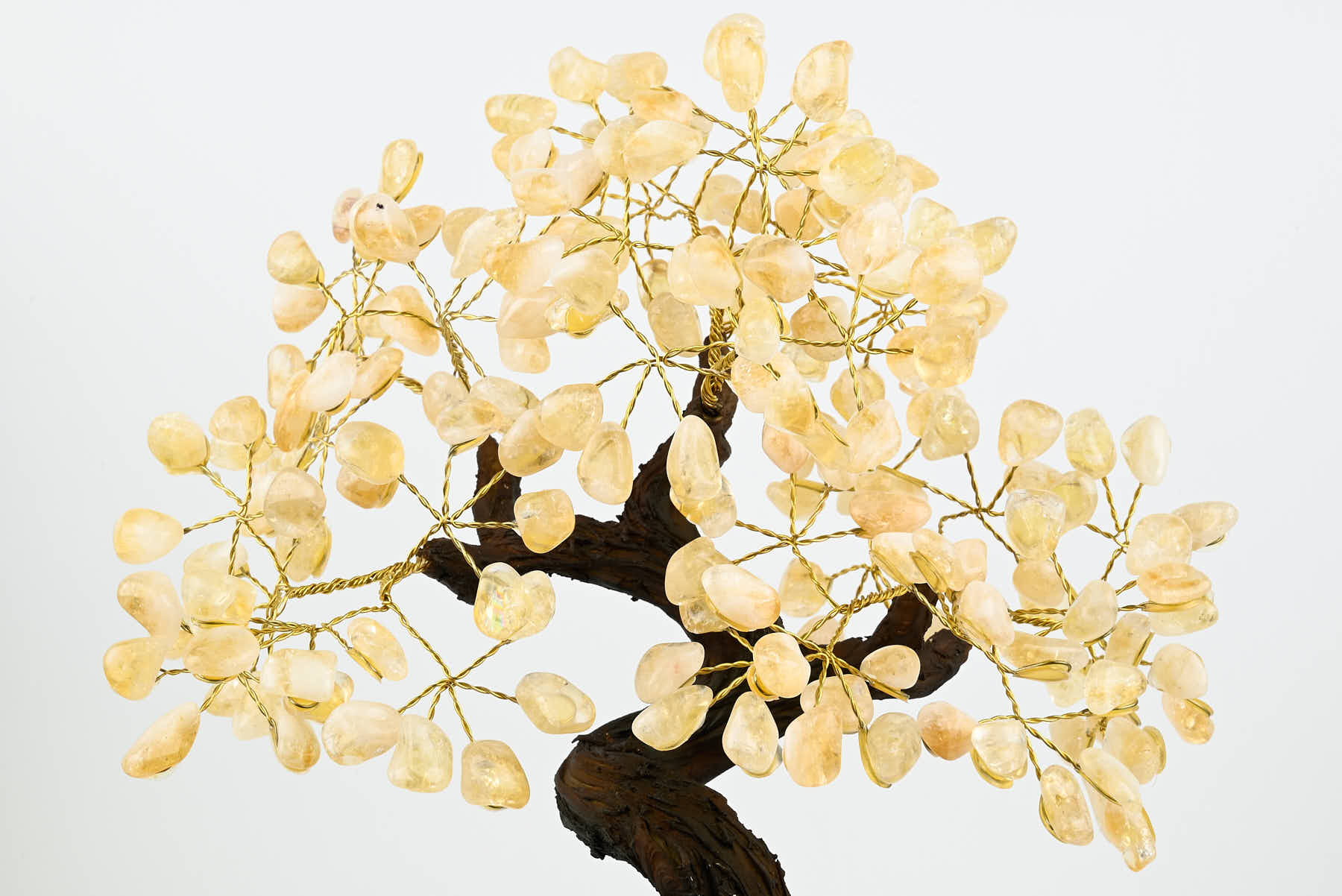 Handmade 37cm Tall Gemstone Tree with Amethyst base and 180 Citrine gems - #TRCITR-36002