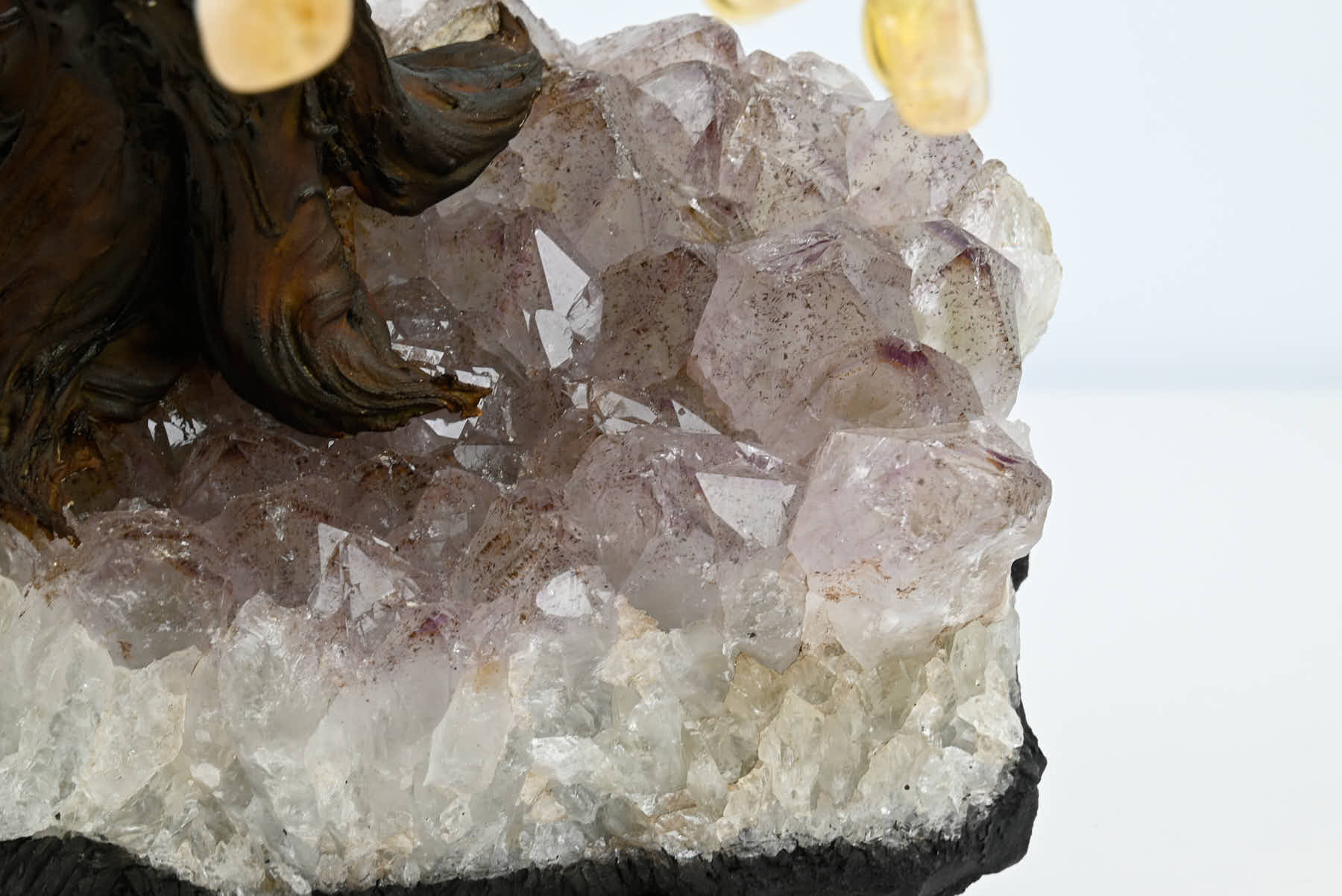 Handmade 37cm Tall Gemstone Tree with Amethyst base and 180 Citrine gems - #TRCITR-36002