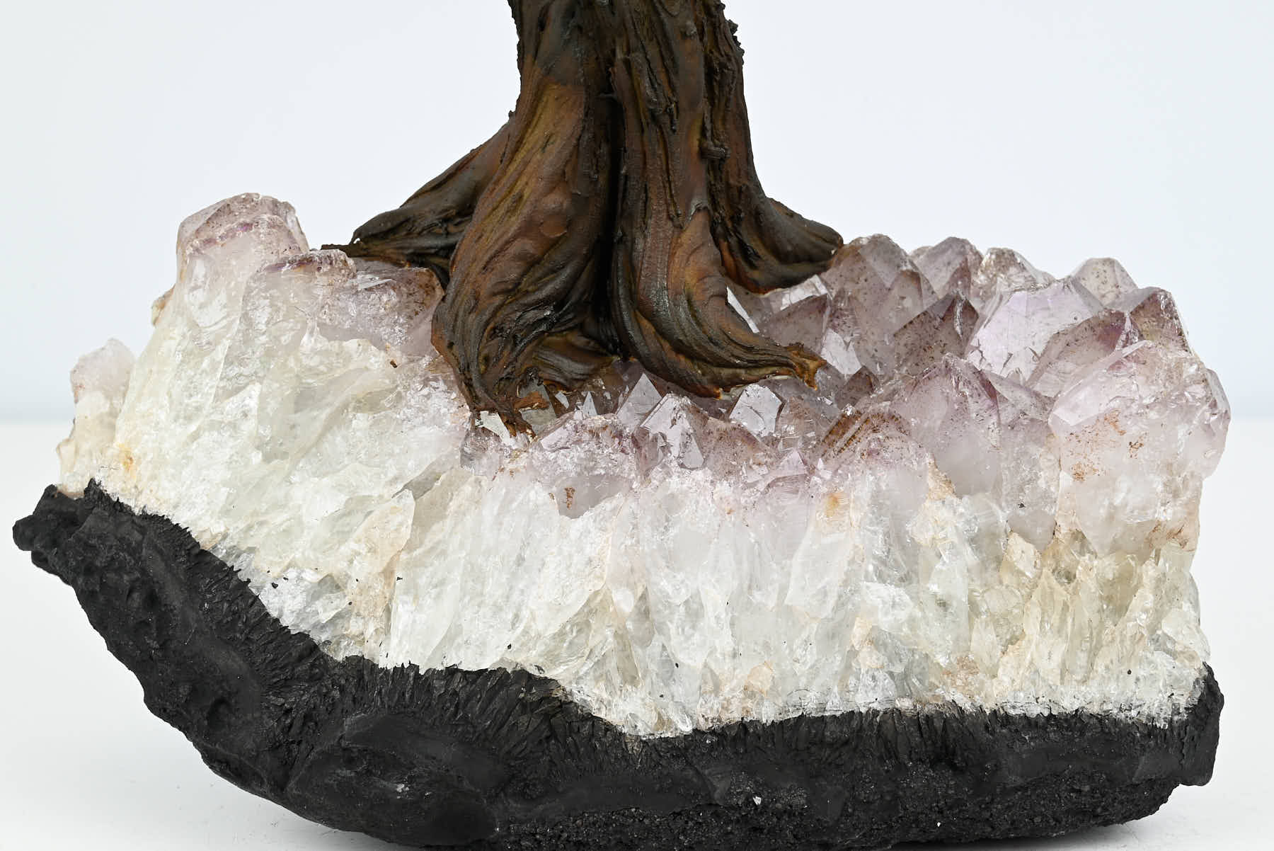 Handmade 37cm Tall Gemstone Tree with Amethyst base and 180 Citrine gems - #TRCITR-36002
