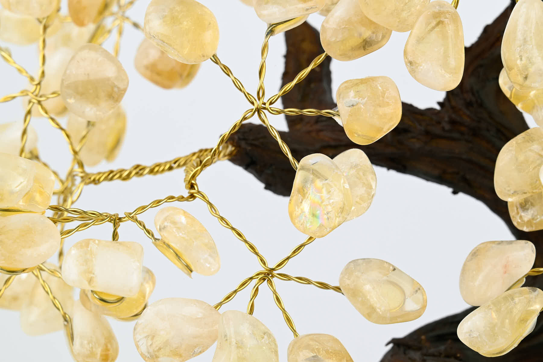 Handmade 37cm Tall Gemstone Tree with Amethyst base and 180 Citrine gems - #TRCITR-36002