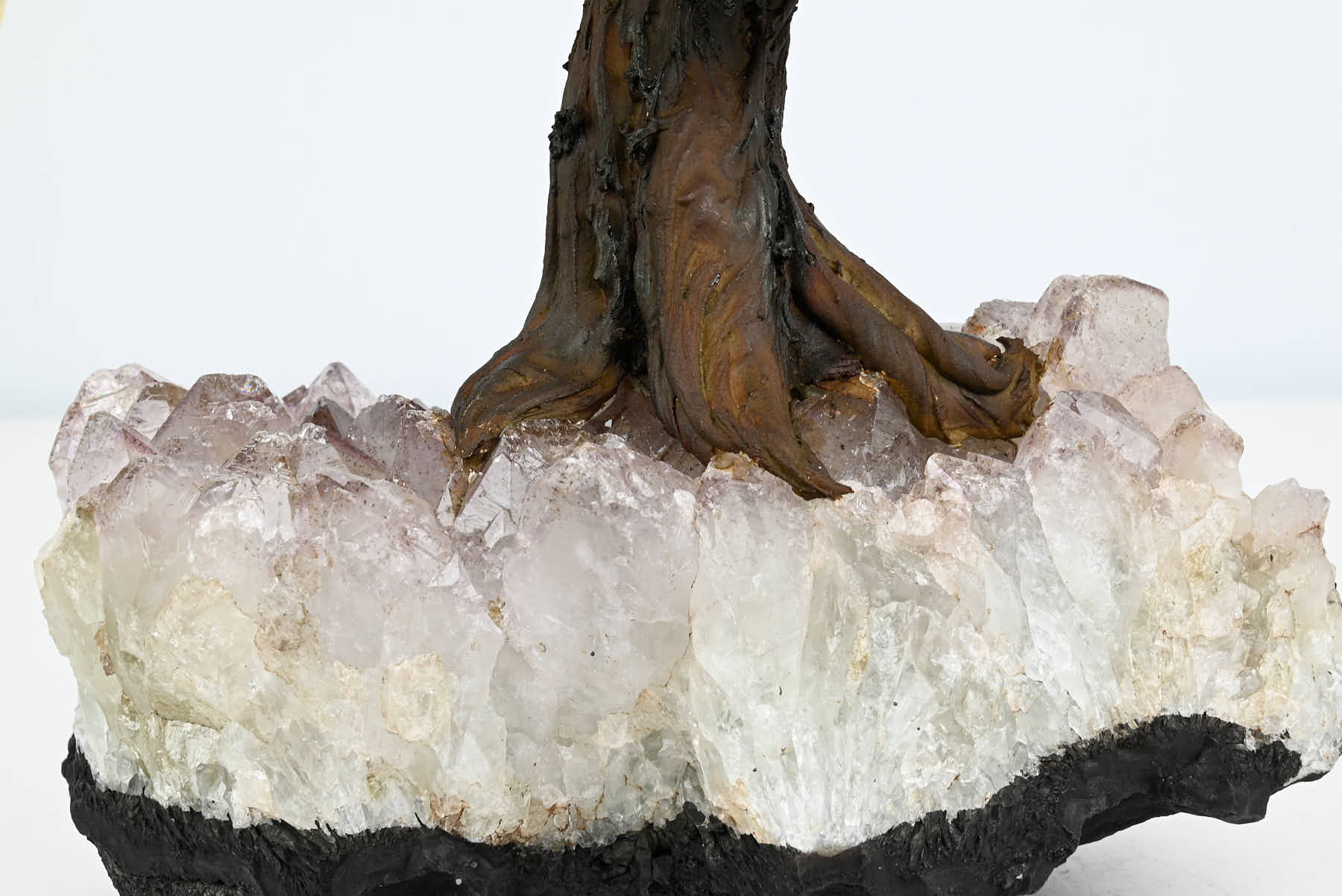 Handmade 37cm Tall Gemstone Tree with Amethyst base and 180 Citrine gems - #TRCITR-36002