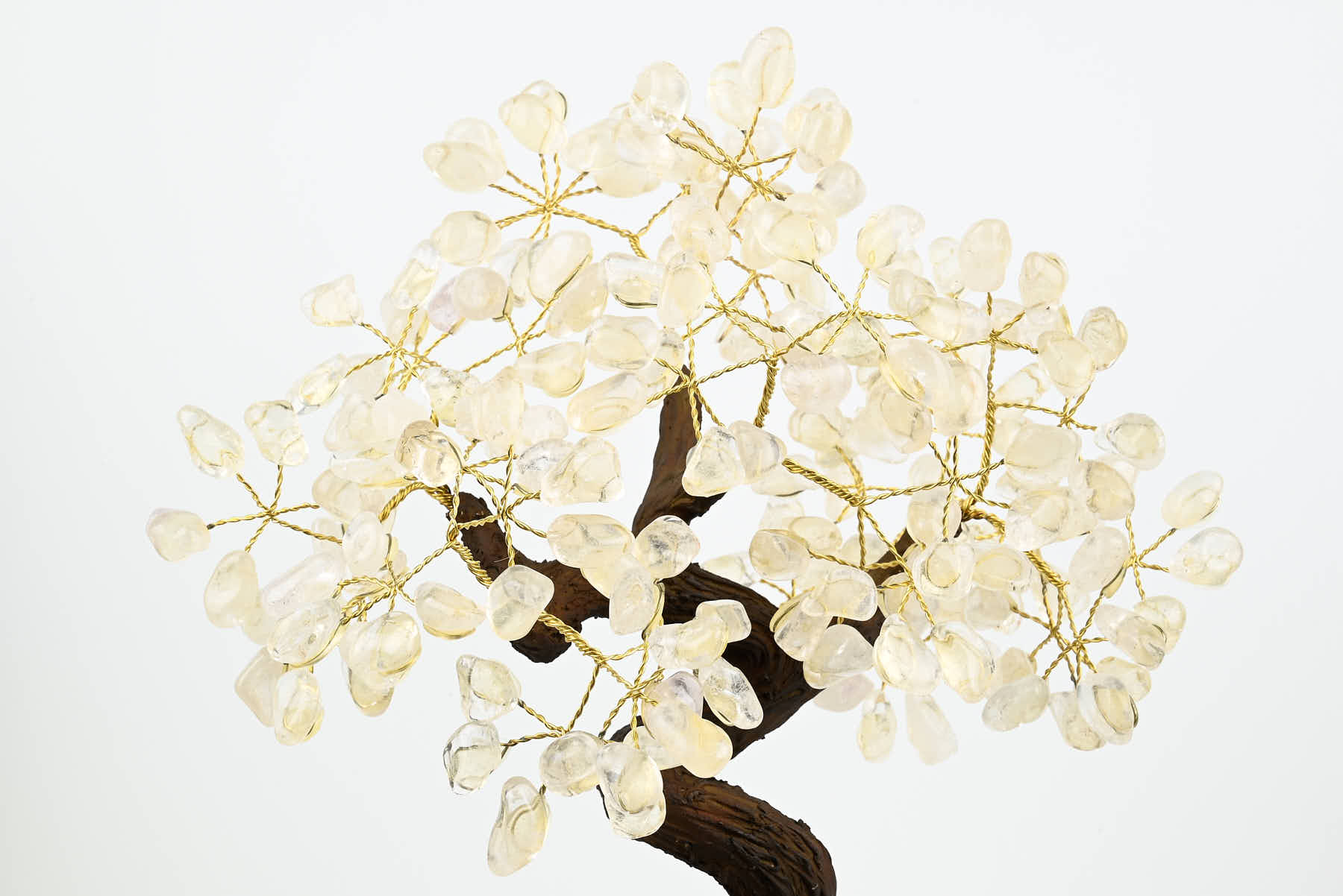 Handmade 38cm Tall Gemstone Tree with Amethyst base and 180 Clear Quartz gems - #TRCLEA-36002