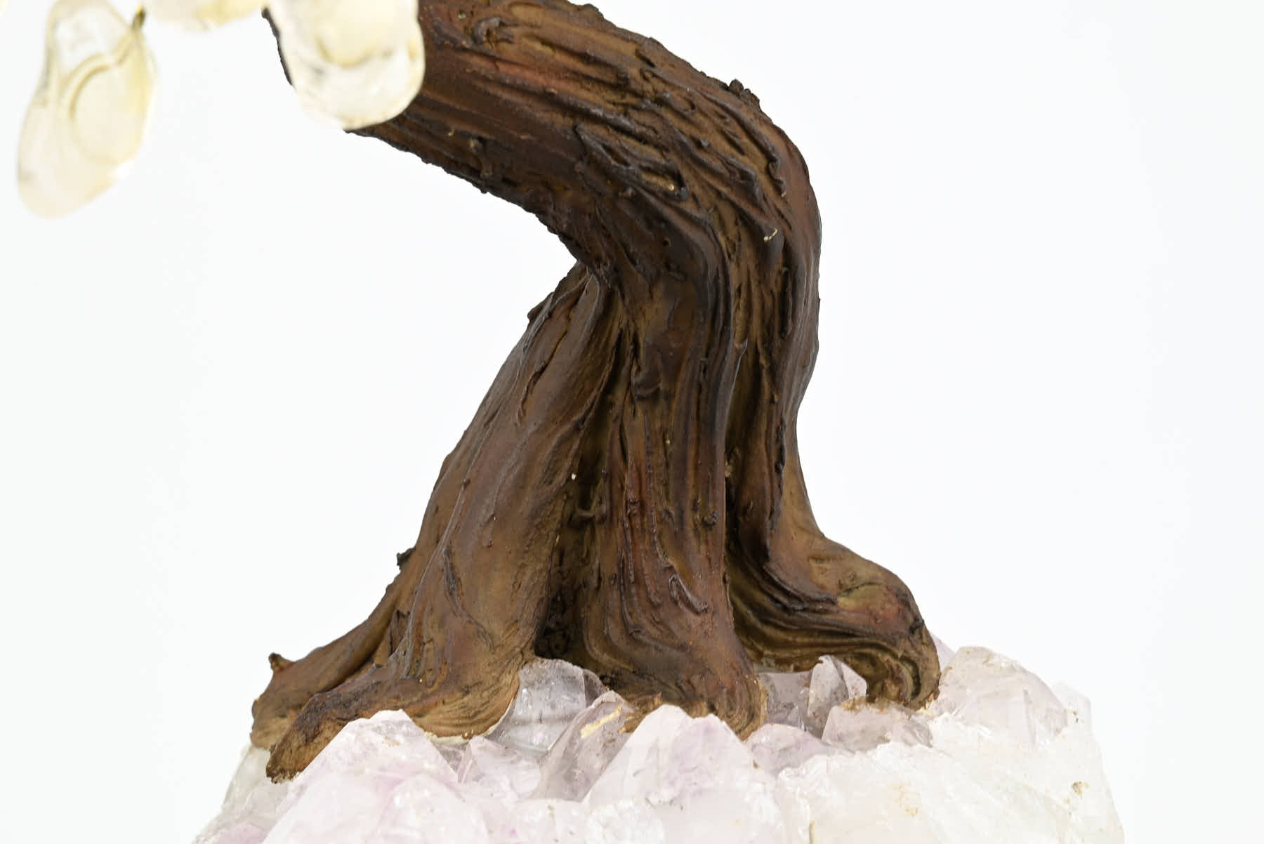 Handmade 38cm Tall Gemstone Tree with Amethyst base and 180 Clear Quartz gems - #TRCLEA-36002