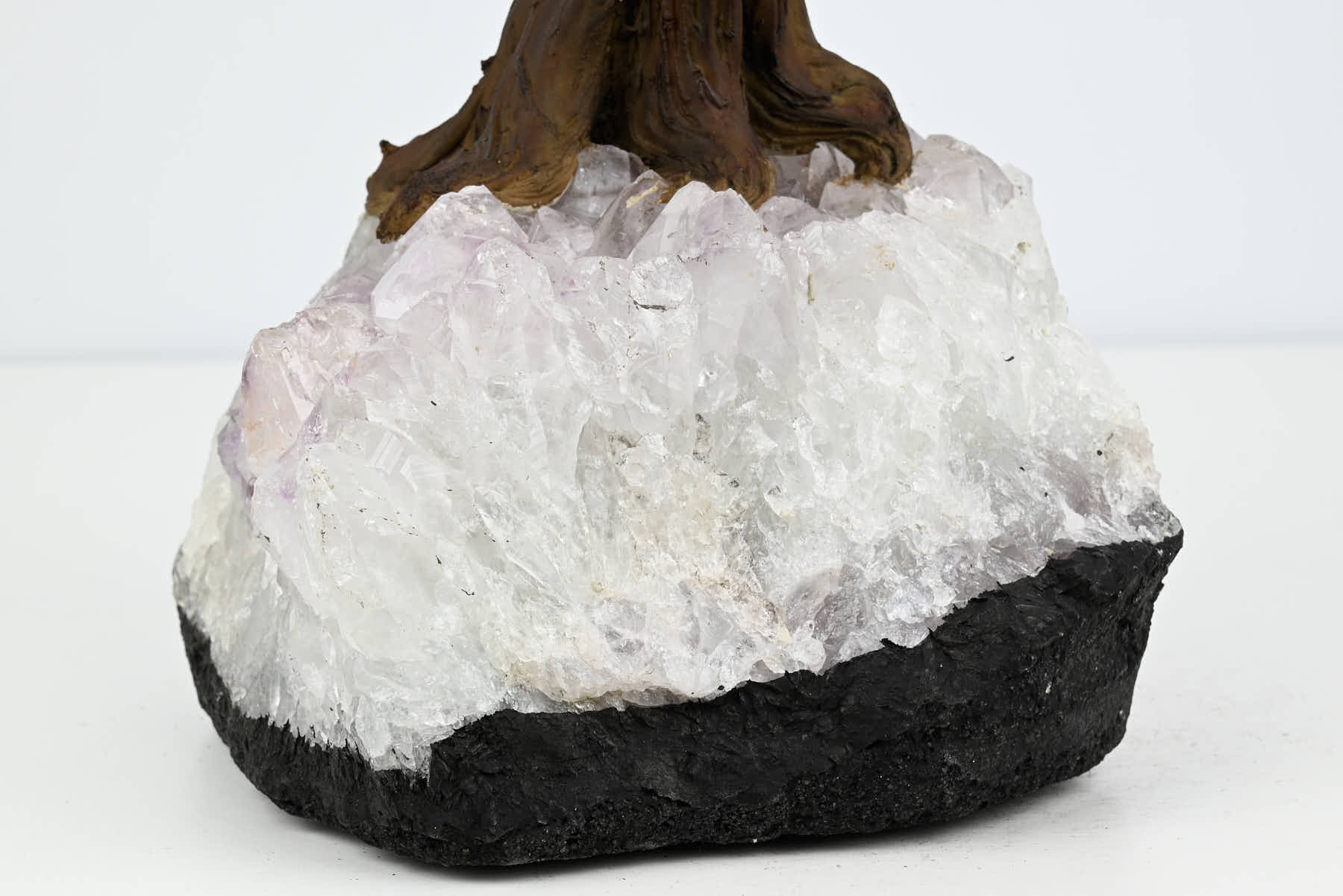 Handmade 38cm Tall Gemstone Tree with Amethyst base and 180 Clear Quartz gems - #TRCLEA-36002