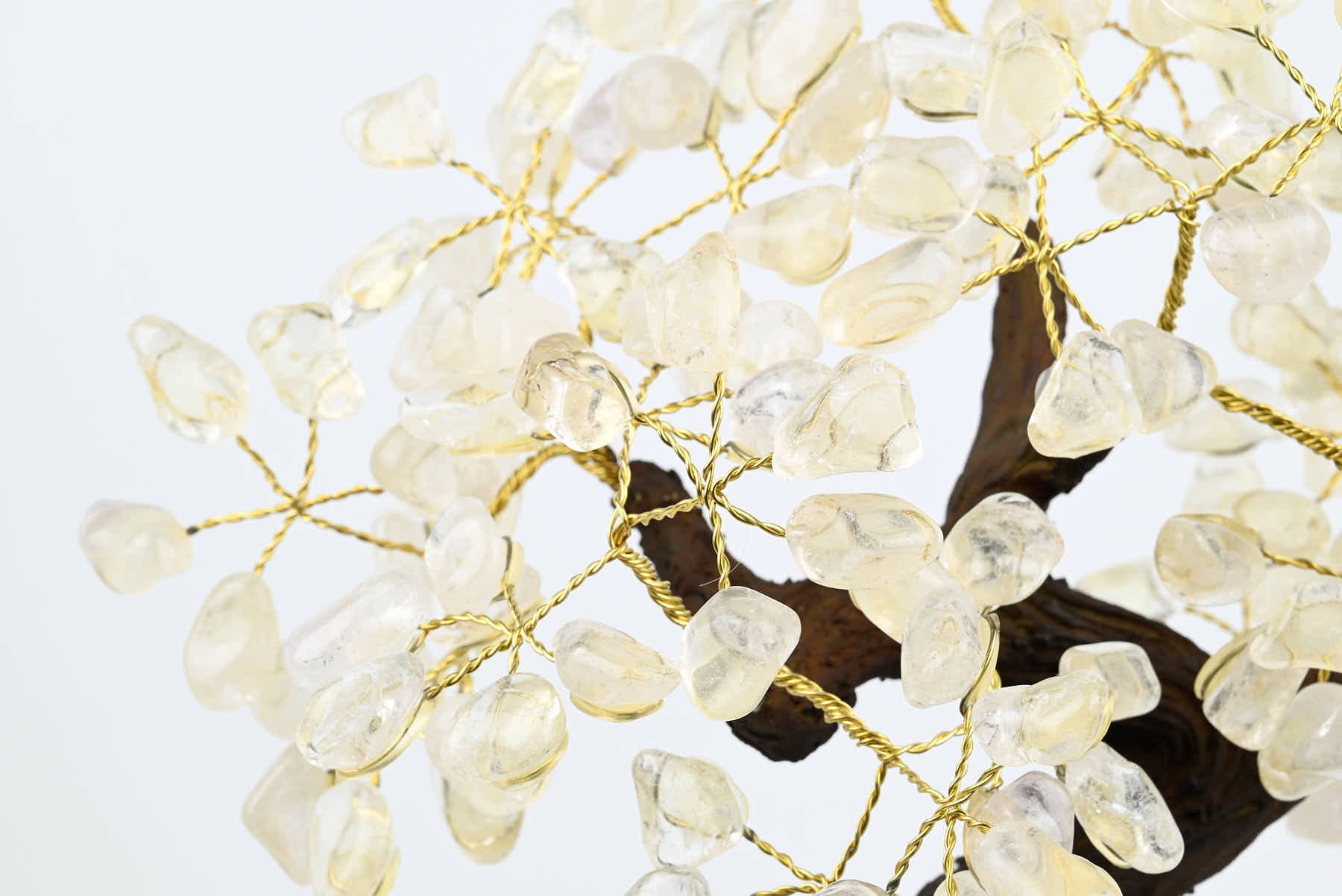Handmade 38cm Tall Gemstone Tree with Amethyst base and 180 Clear Quartz gems - #TRCLEA-36002