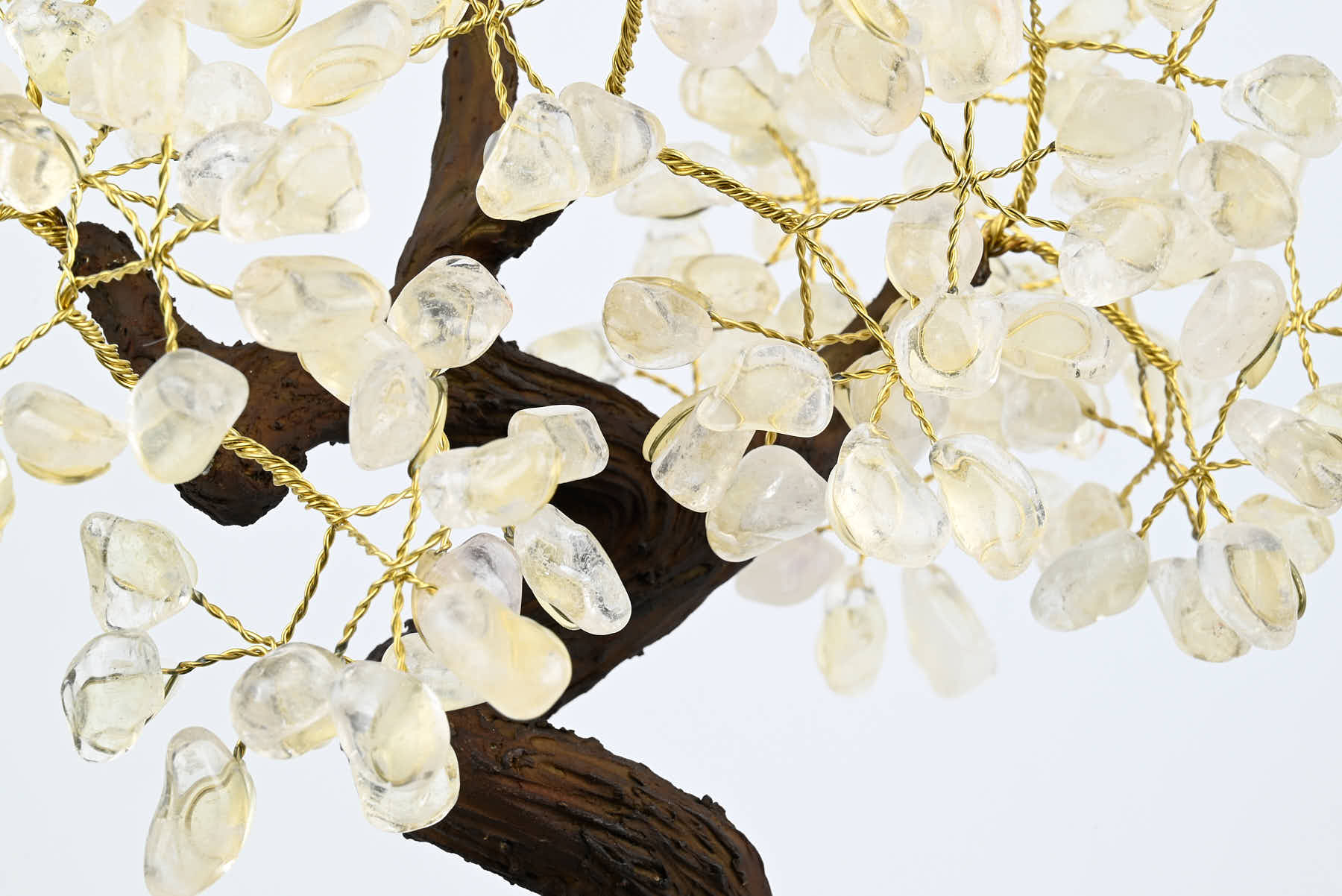 Handmade 38cm Tall Gemstone Tree with Amethyst base and 180 Clear Quartz gems - #TRCLEA-36002