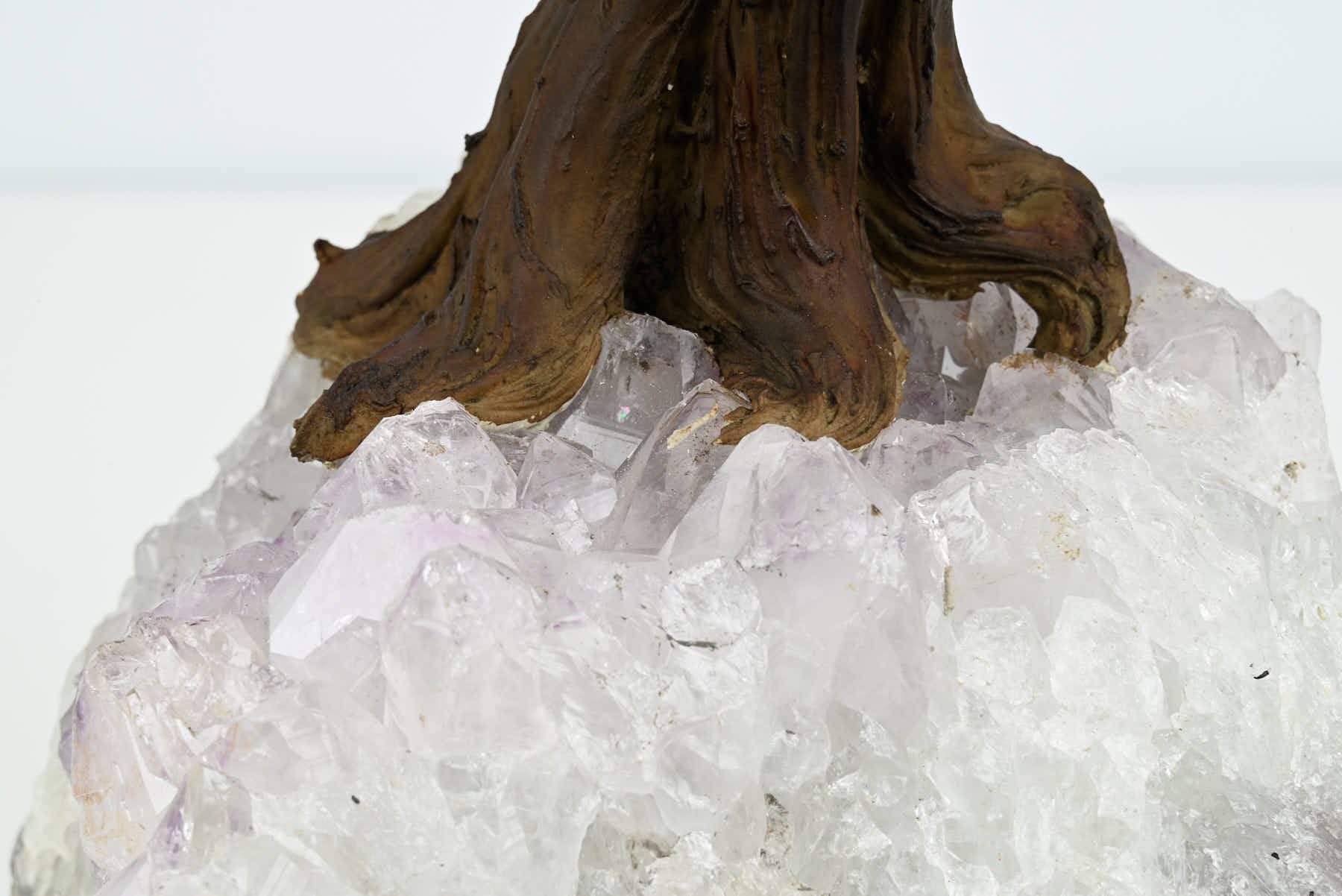 Handmade 38cm Tall Gemstone Tree with Amethyst base and 180 Clear Quartz gems - #TRCLEA-36002