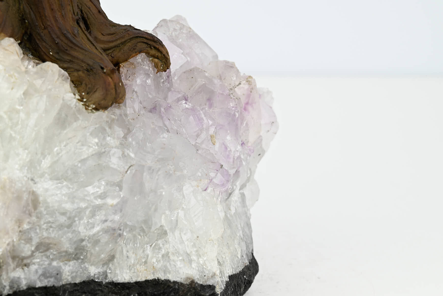 Handmade 38cm Tall Gemstone Tree with Amethyst base and 180 Clear Quartz gems - #TRCLEA-36002