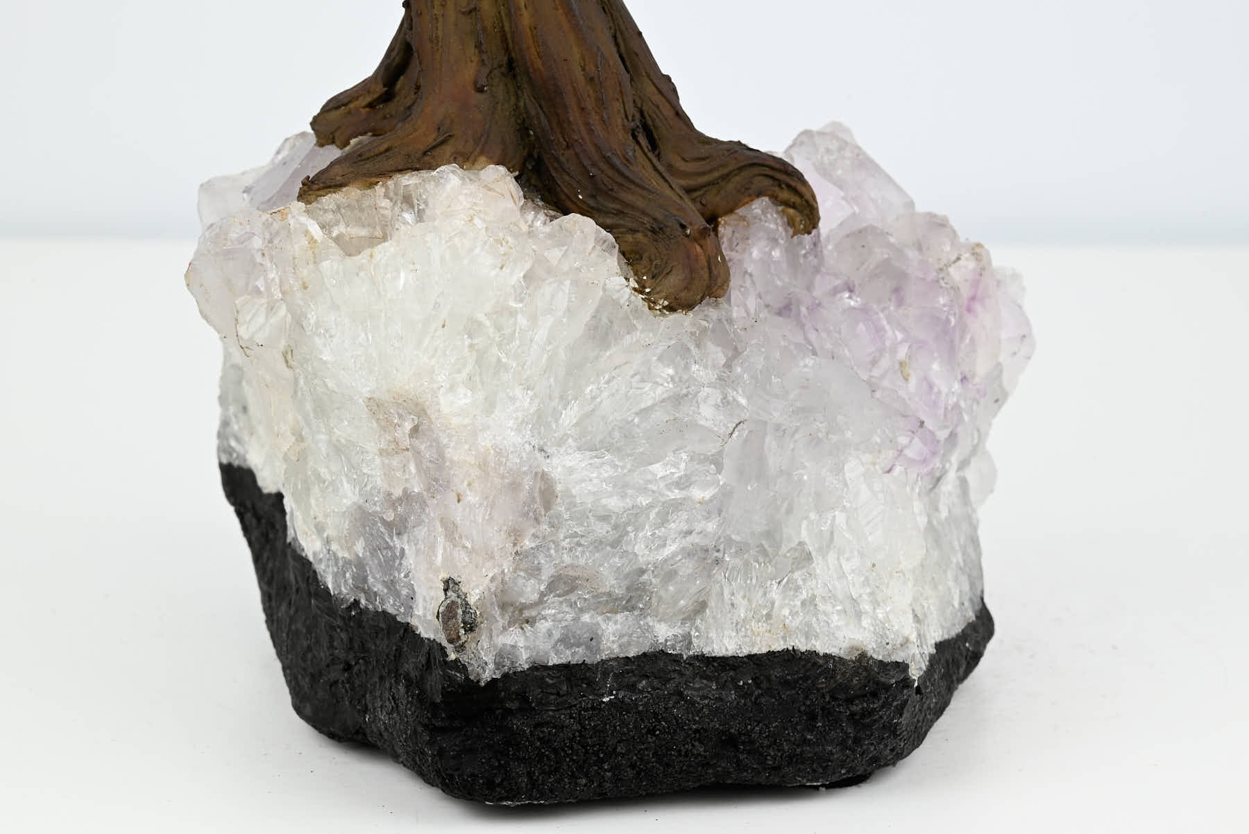 Handmade 38cm Tall Gemstone Tree with Amethyst base and 180 Clear Quartz gems - #TRCLEA-36002